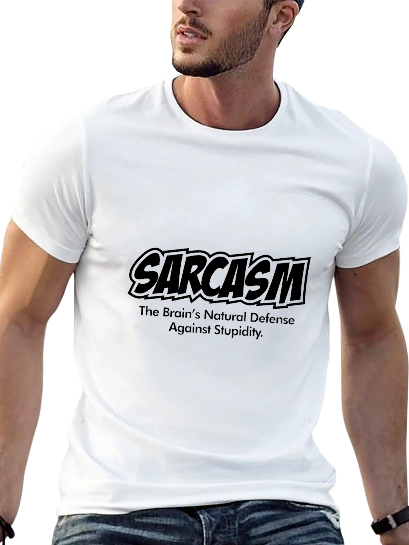 Black Sarcasm T-Shirt: The Brain's Natural Defense view 13