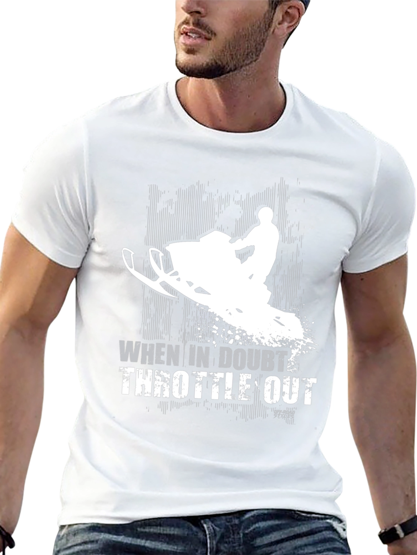 Black When in Doubt Throttle Out Snowmobile Black T-Shirt view 13