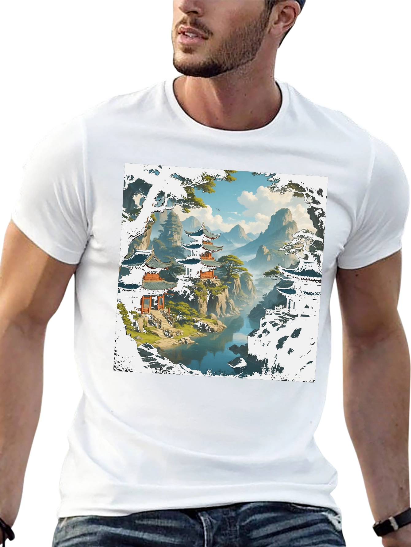 Black Asian Landscape Graphic Tee view 13