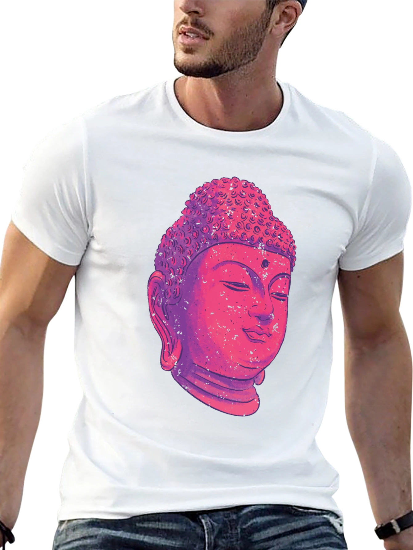 Black Buddha Head Graphic T-Shirt - Black view 13