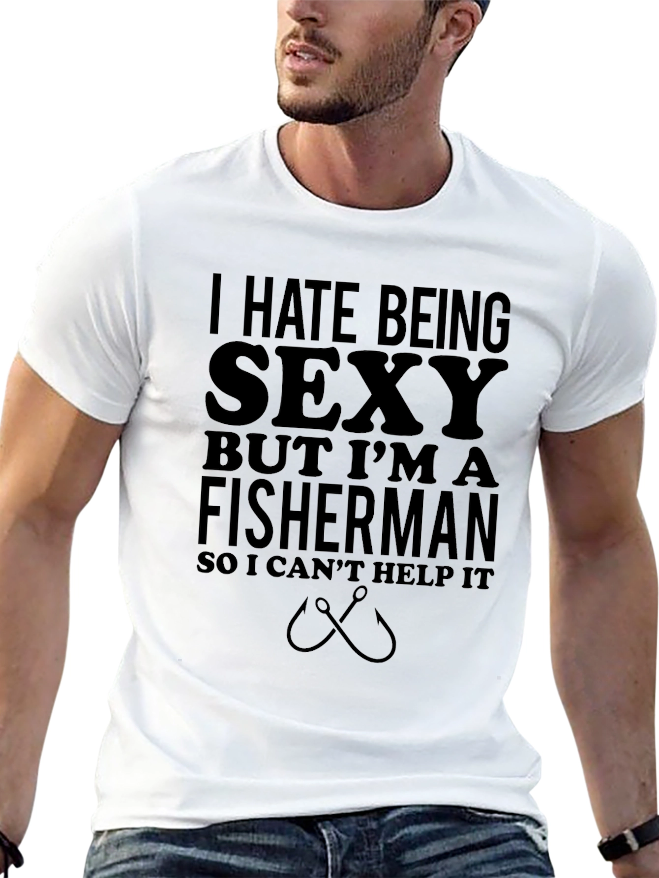 Black Funny Fisherman T-Shirt - I Hate Being Sexy view 13