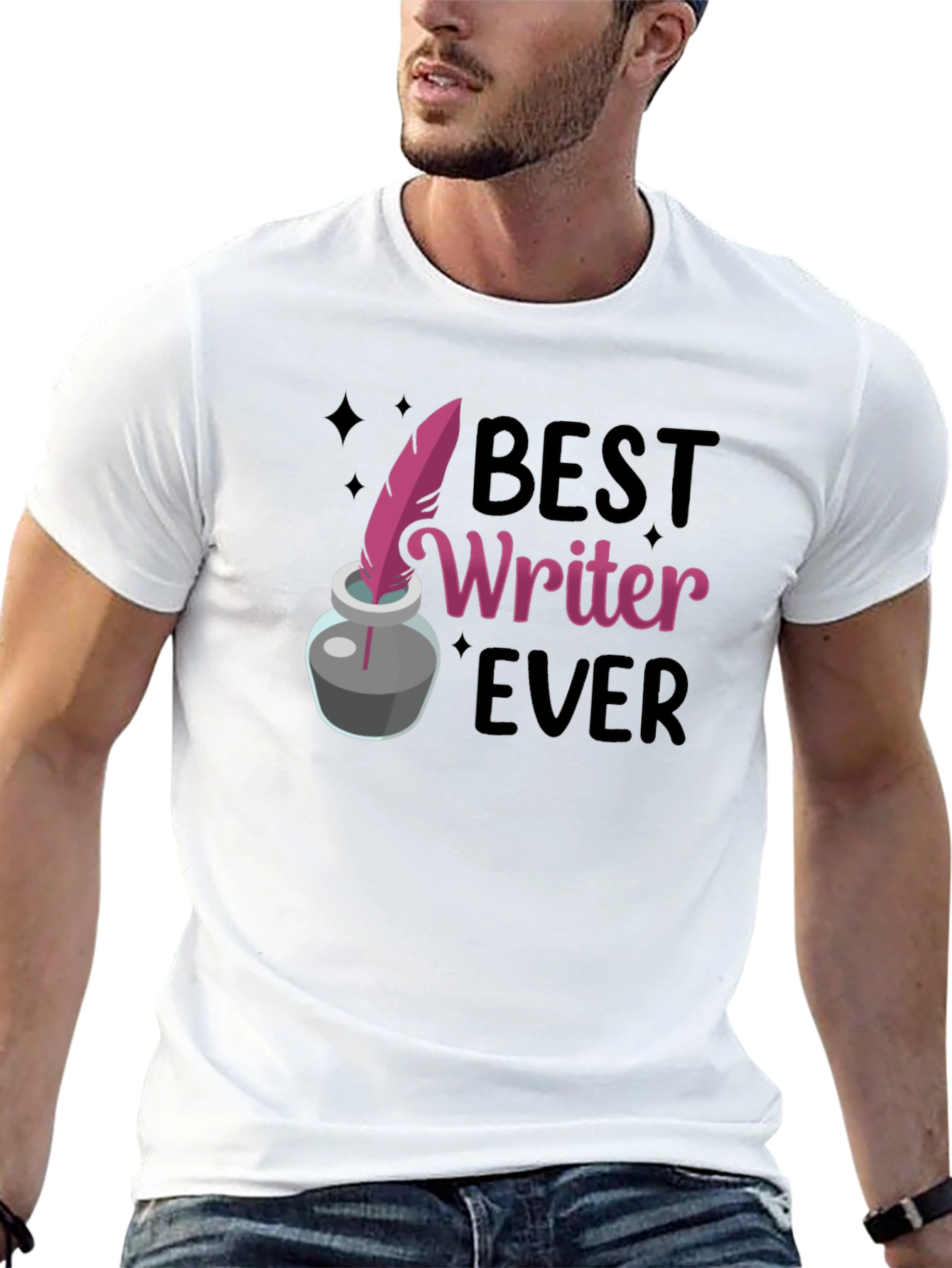 Black Best Writer Ever T-Shirt - Ink Quill Design view 13