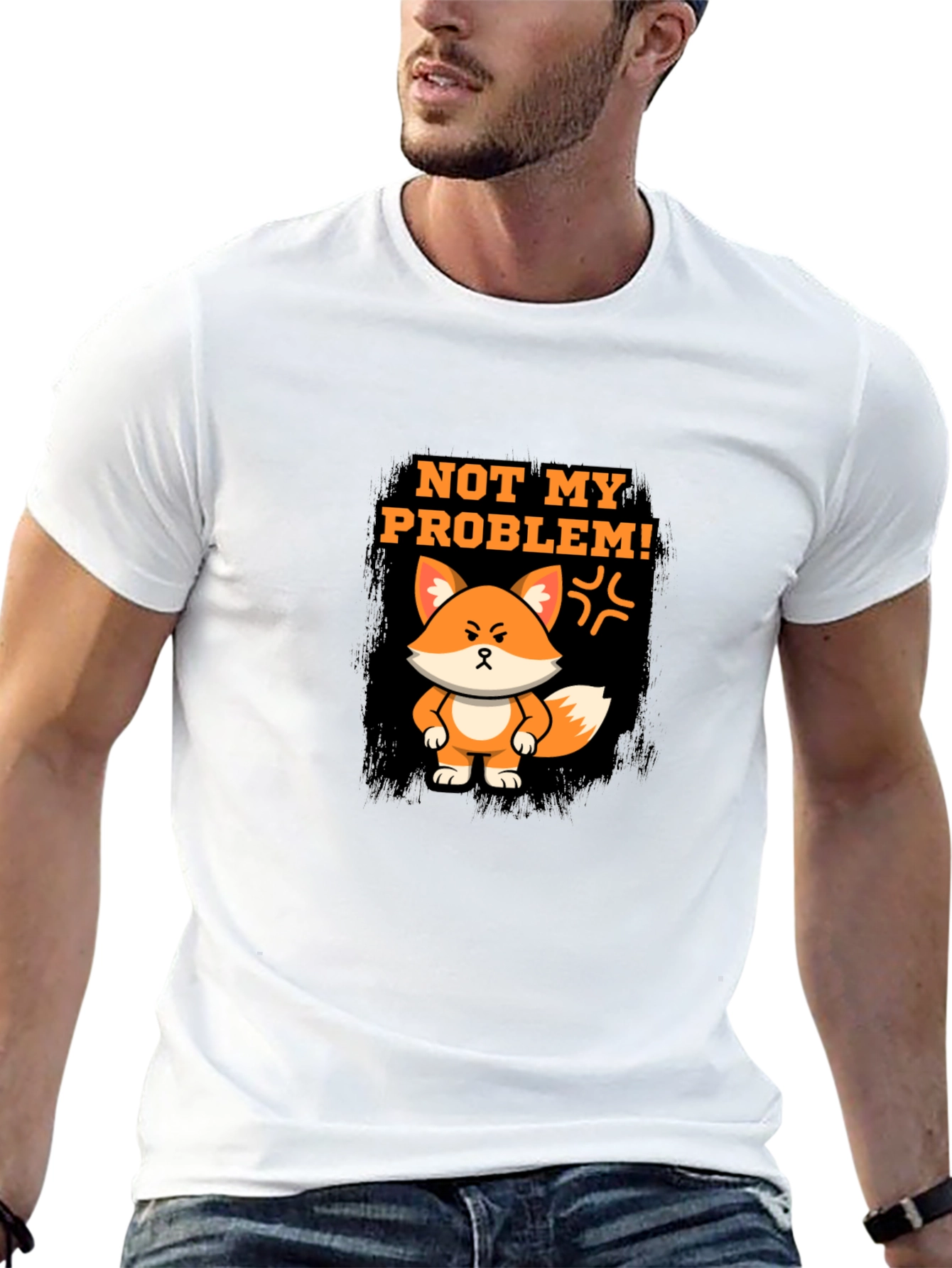 Black Not My Problem Fox Graphic T-Shirt view 13