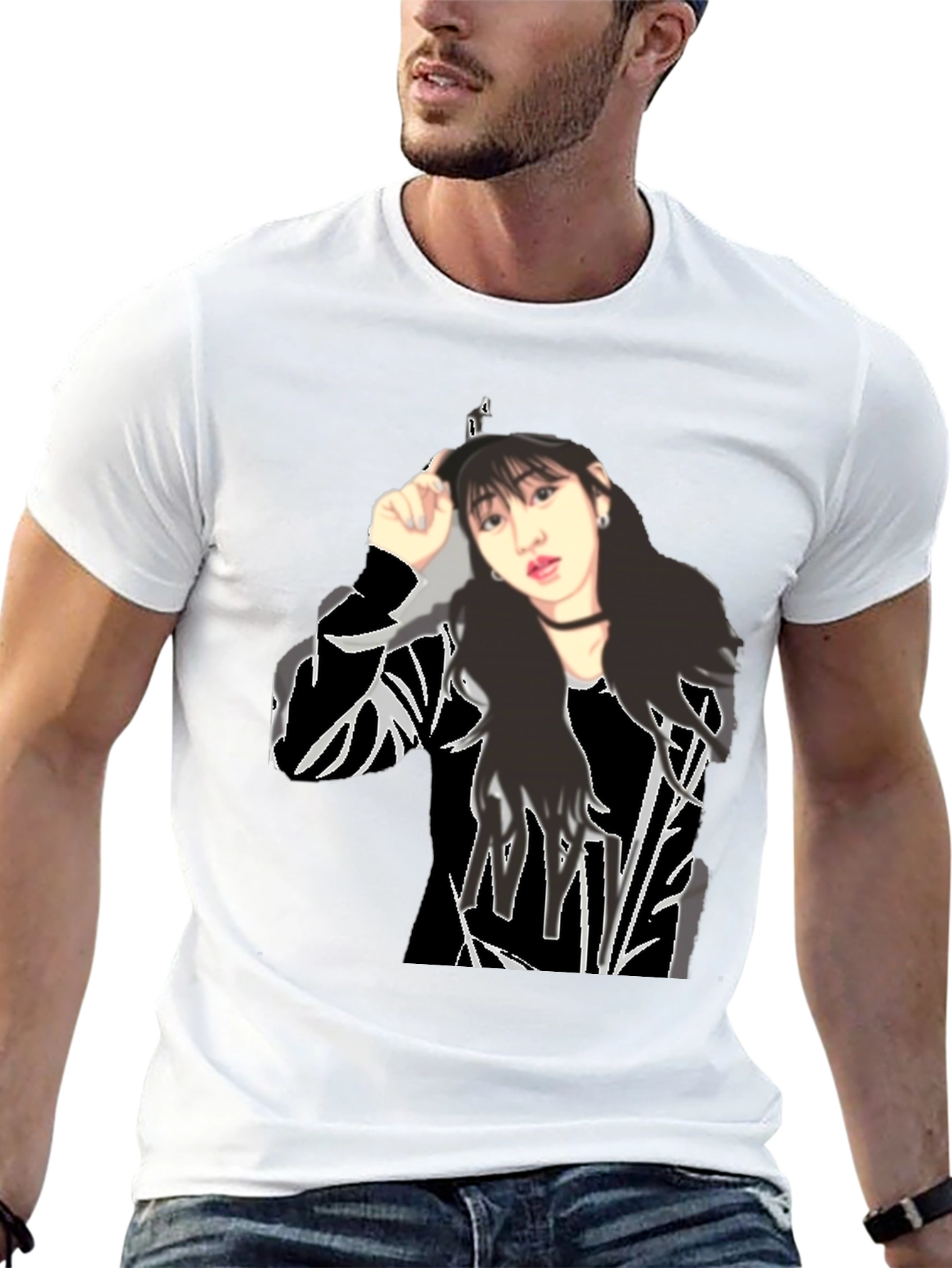 Black Black T-Shirt with Girl Graphic view 13