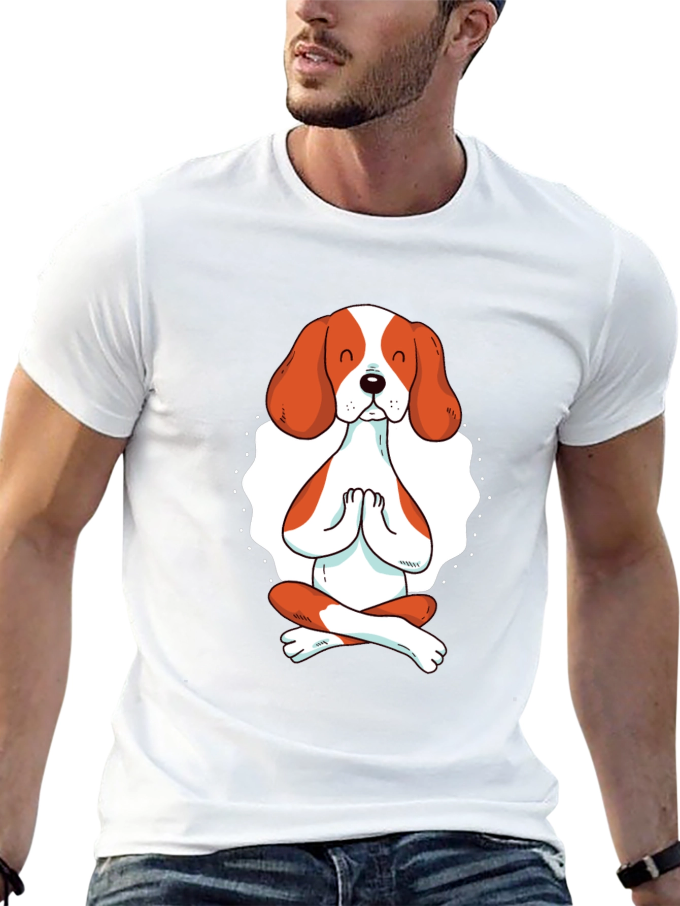 Black Yoga Dog Graphic Tee - Meditating Beagle T-Shirt view 13