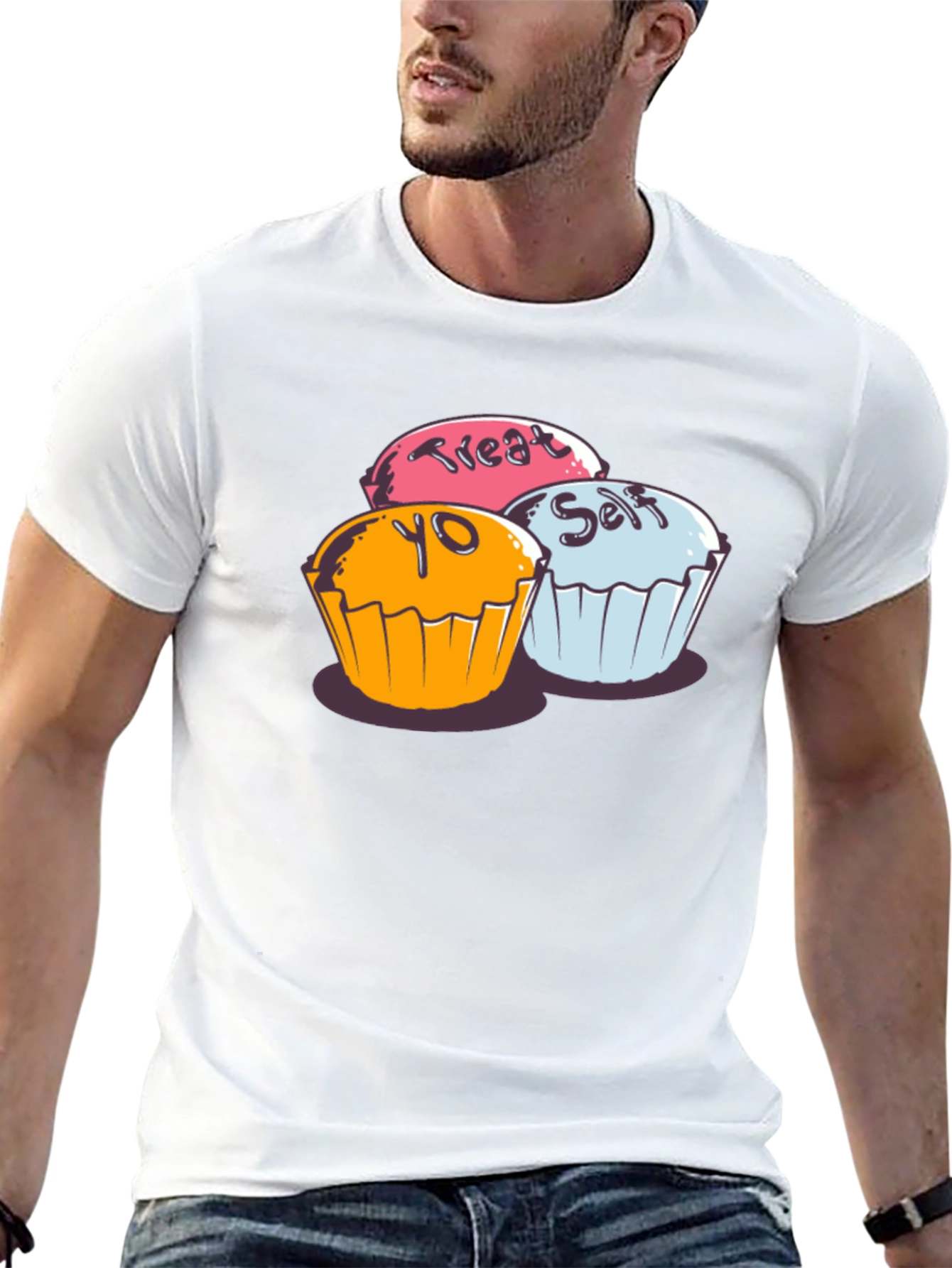 Black Treat Yo Self Cupcake Graphic T-Shirt - Soft Cotton view 13