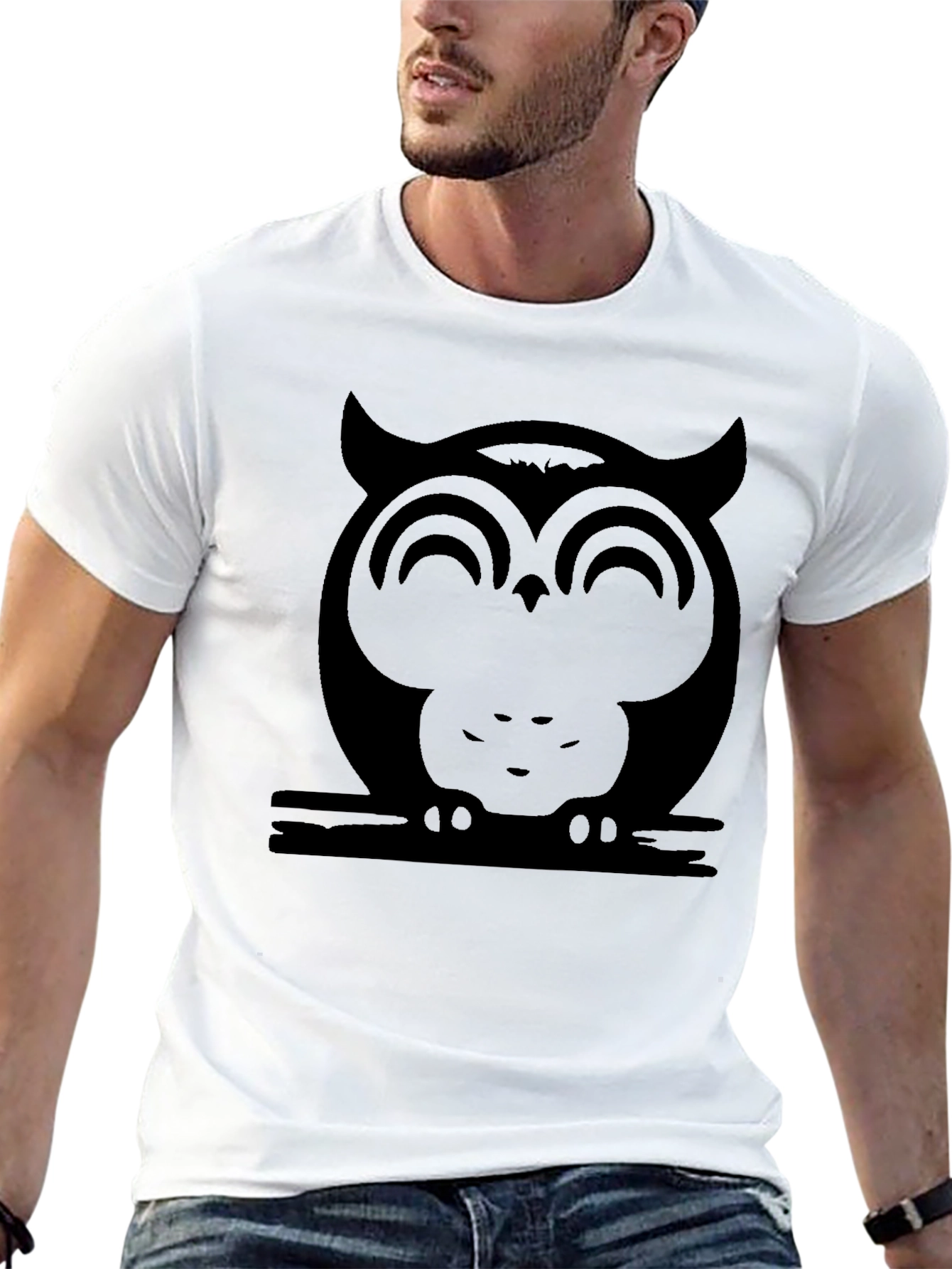 Black Owl Graphic Black T-Shirt - Unisex Style view 13