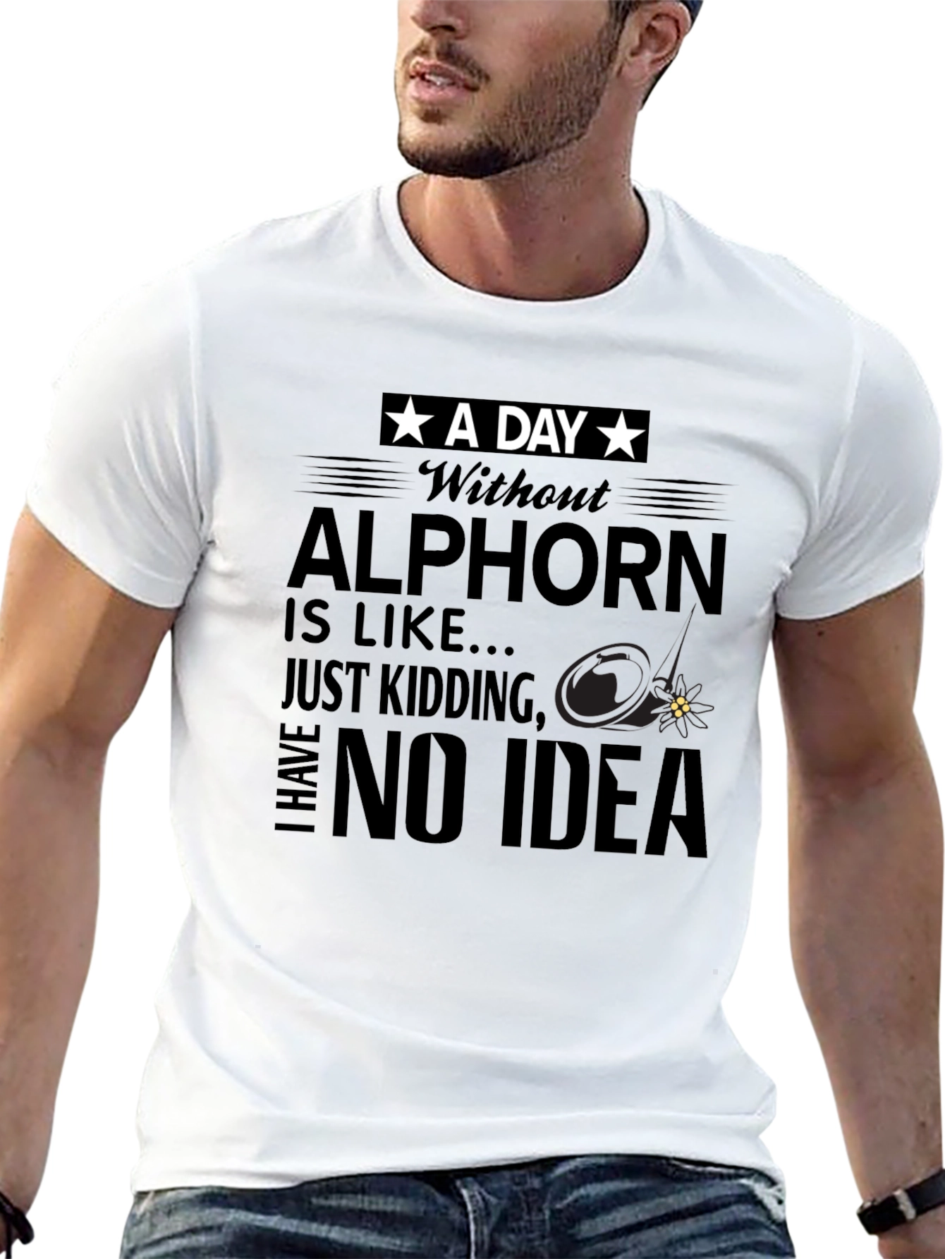 Black Alp Horn T-Shirt, Funny Music Tee view 13