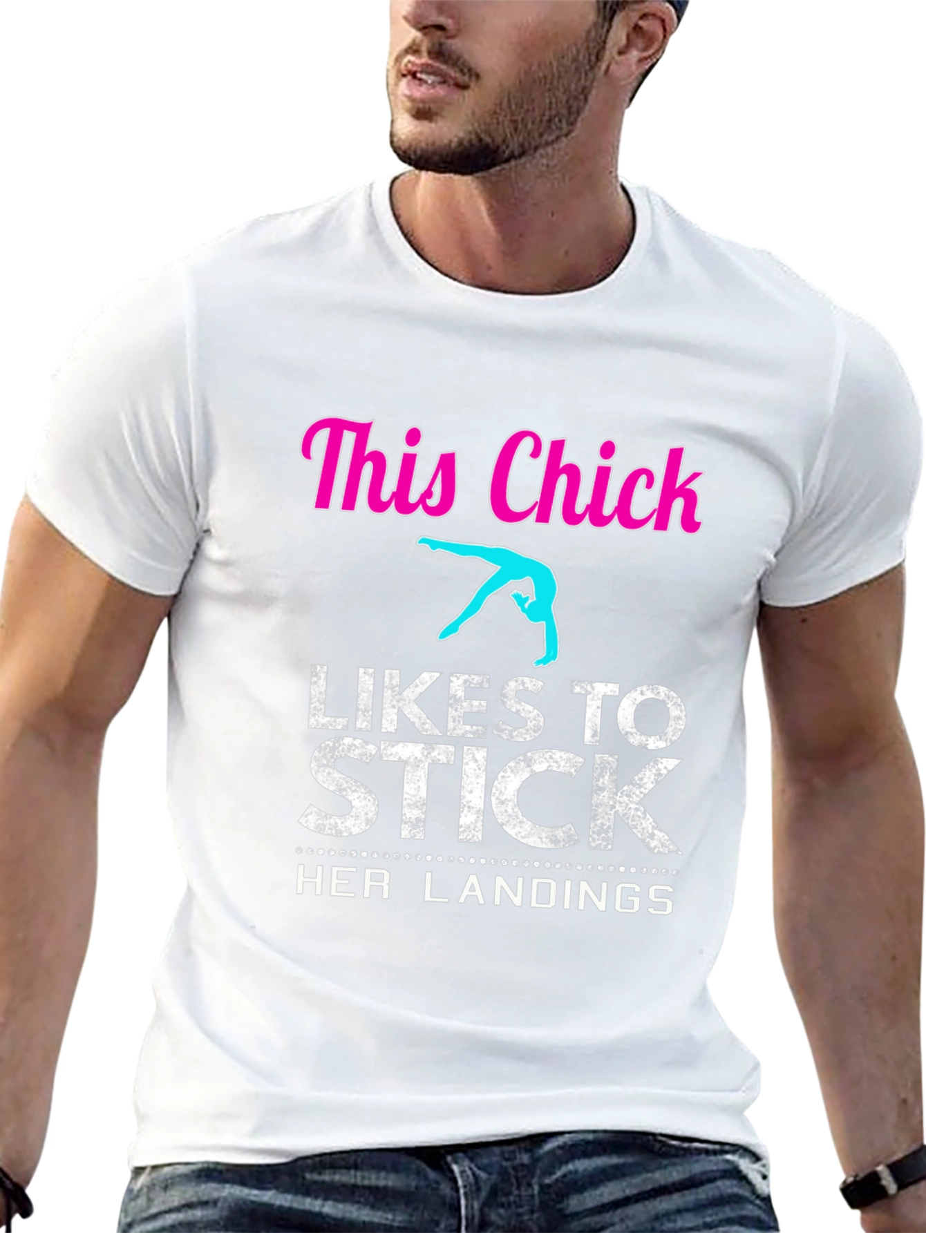 Black Gymnastics T-Shirt - This Chick Likes to Stick Landings view 13