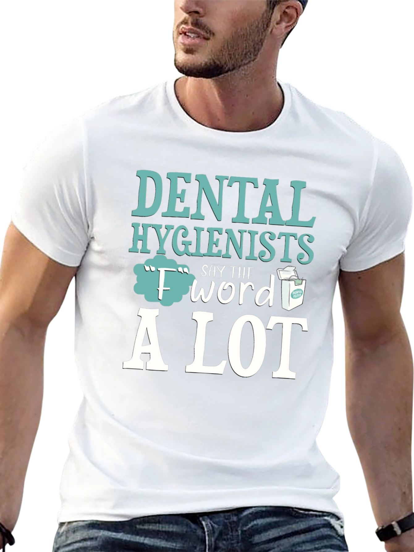 Black Dental Hygienist "F" Word Floss T-Shirt view 13