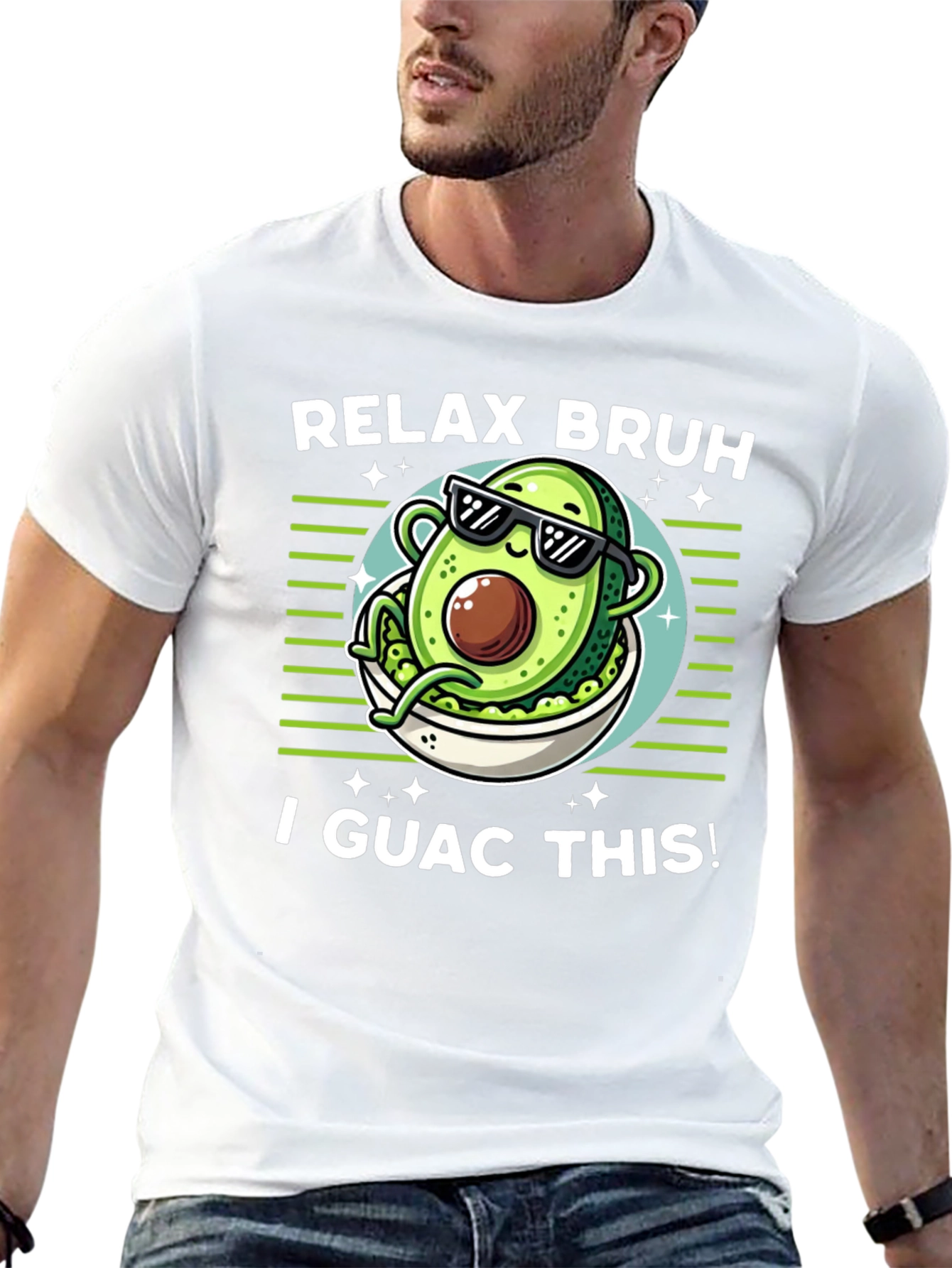 Black Relax Bruh I Guac This! Avocado T-Shirt view 13