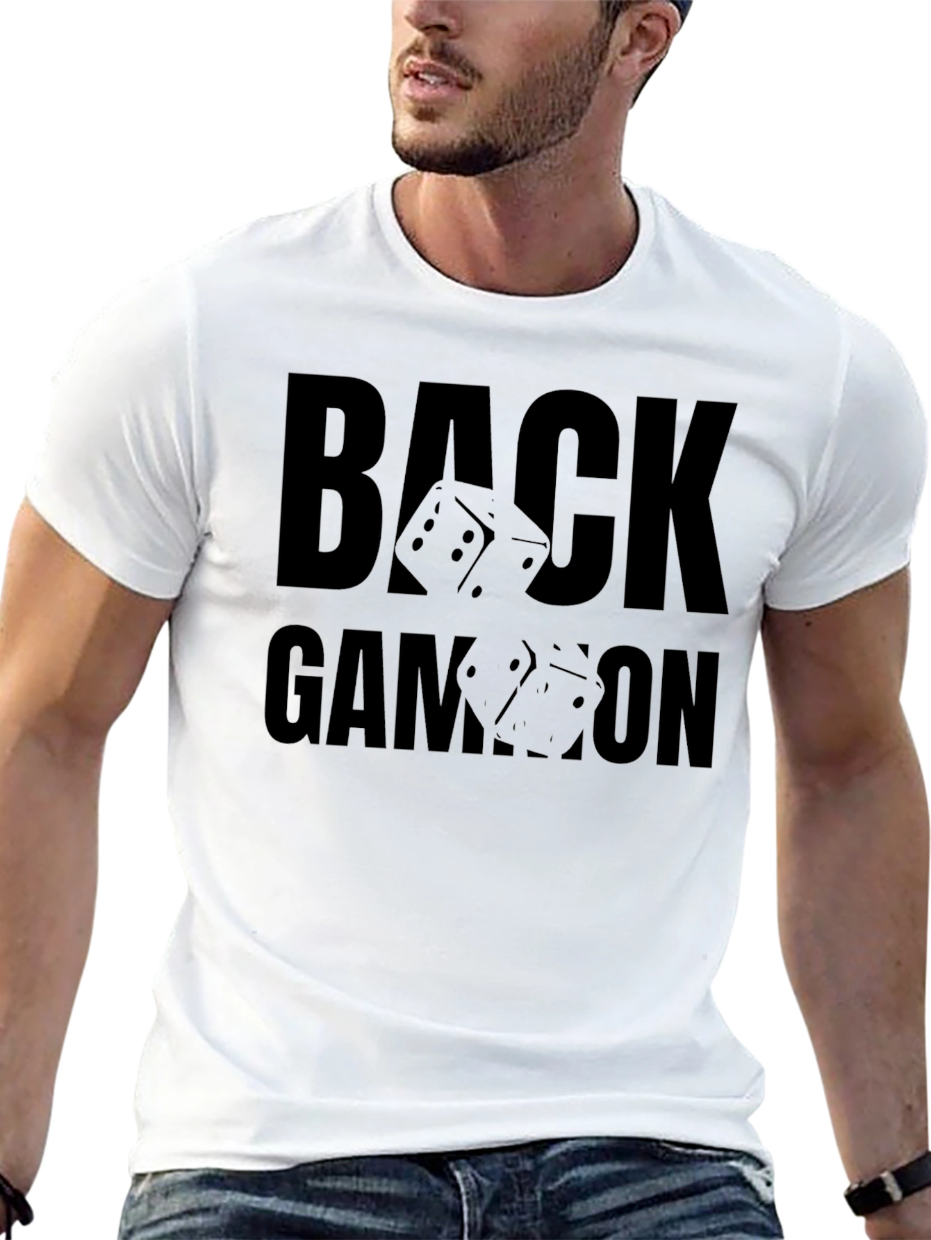 Black Backgammon Dice Graphic Tee - Black Cotton view 13