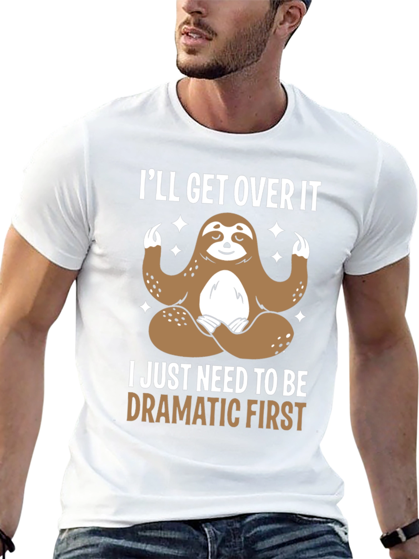 Black Funny Sloth Dramatic T-Shirt view 13