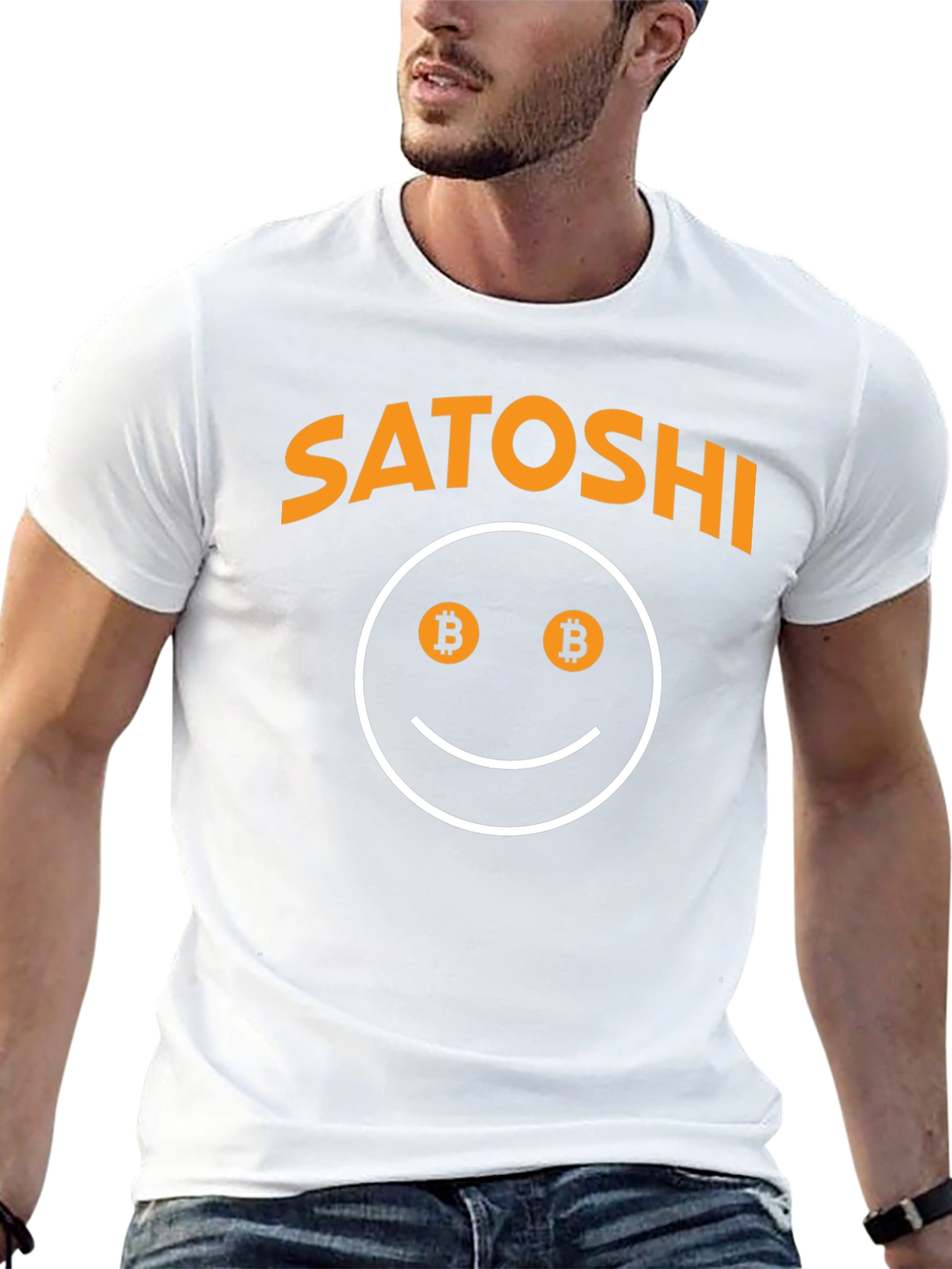 Black Satoshi Bitcoin Smiley Face Graphic Tee view 13
