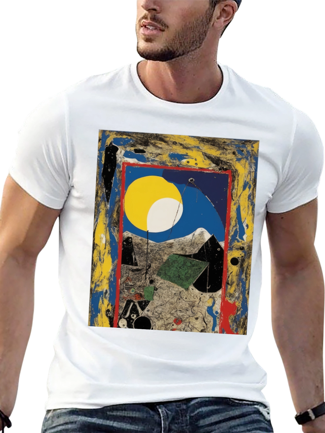 Black Abstract Art Print Tee - Modern Artistic Fashion view 13