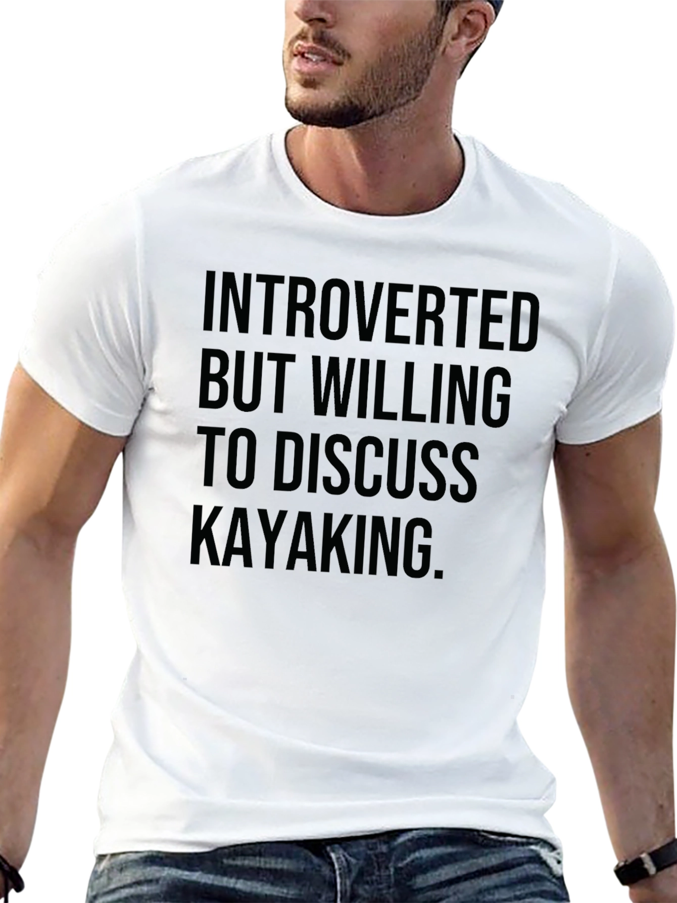 Black Introverted Kayaking T-Shirt - Humorous Tee view 13