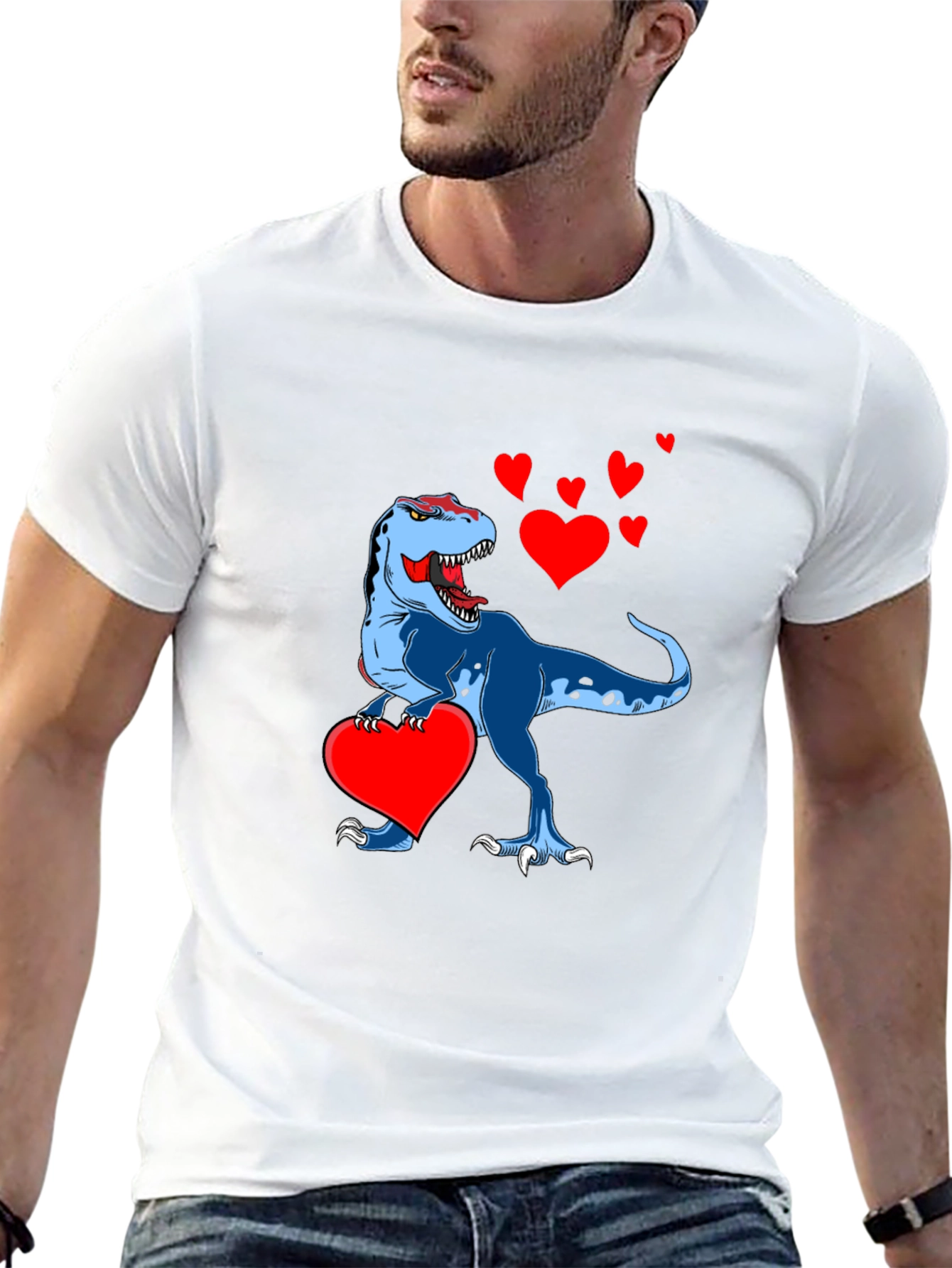 Black Dino Love T-Shirt: Tyrannosaurus Rex Heart Valentine's Day view 13
