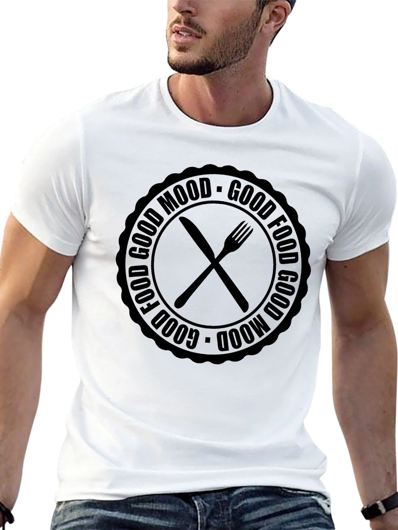 Black Good Food Good Mood Graphic T-Shirt view 13