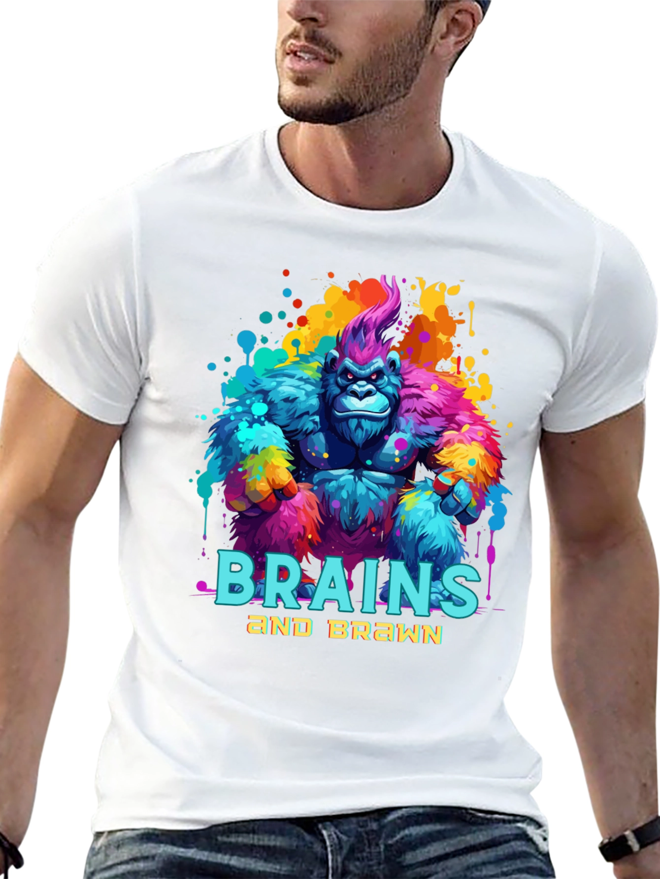 Black Brains and Brawn Gorilla Graphic Tee view 13