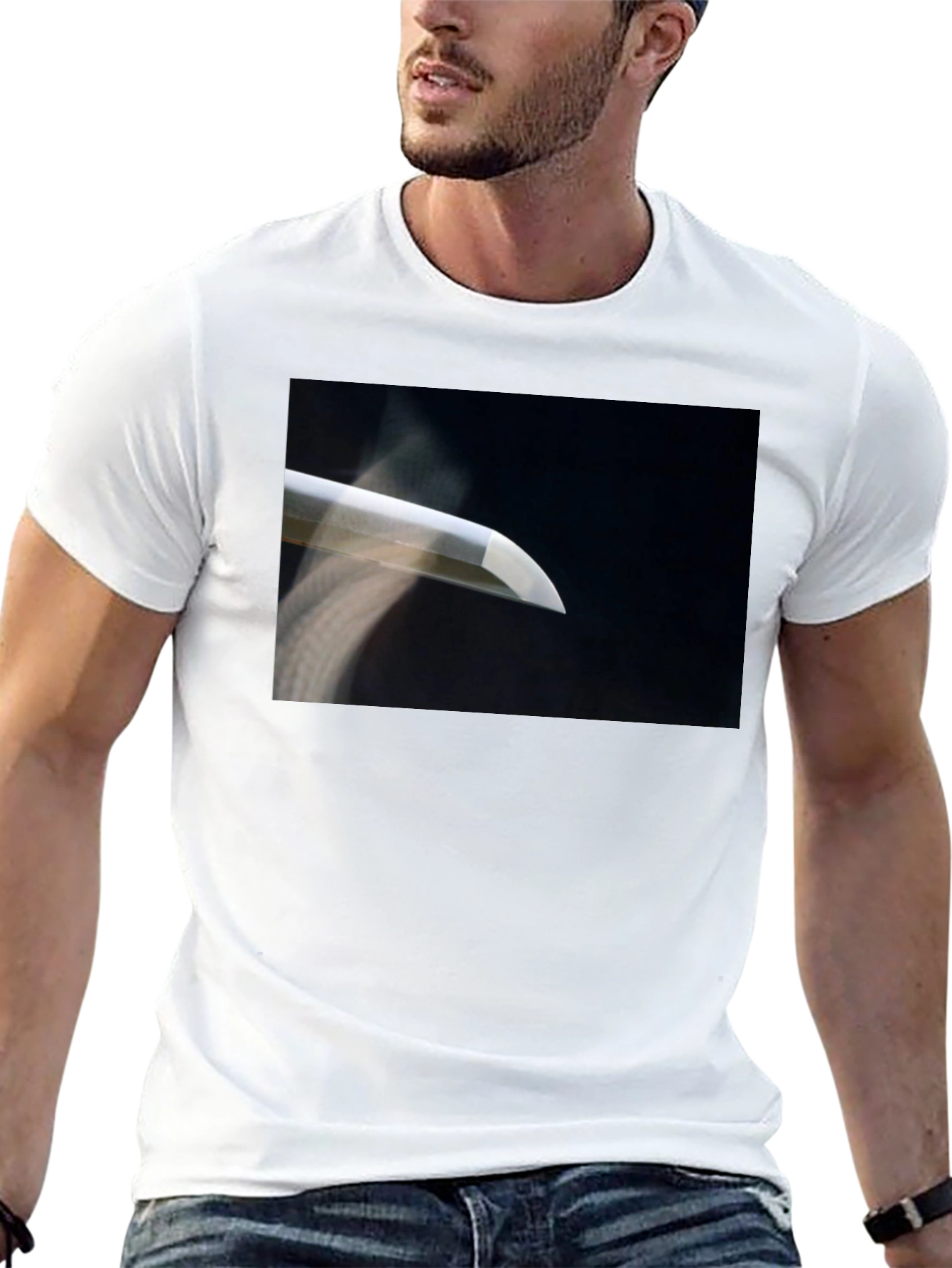 Black Samurai Blade Graphic Tee - Sleek & Stylish Cotton Shirt view 13