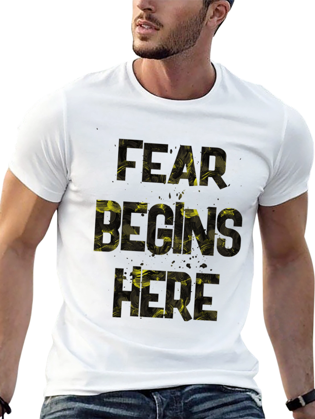 Black Fear Begins Here Graphic Tee - Black view 13