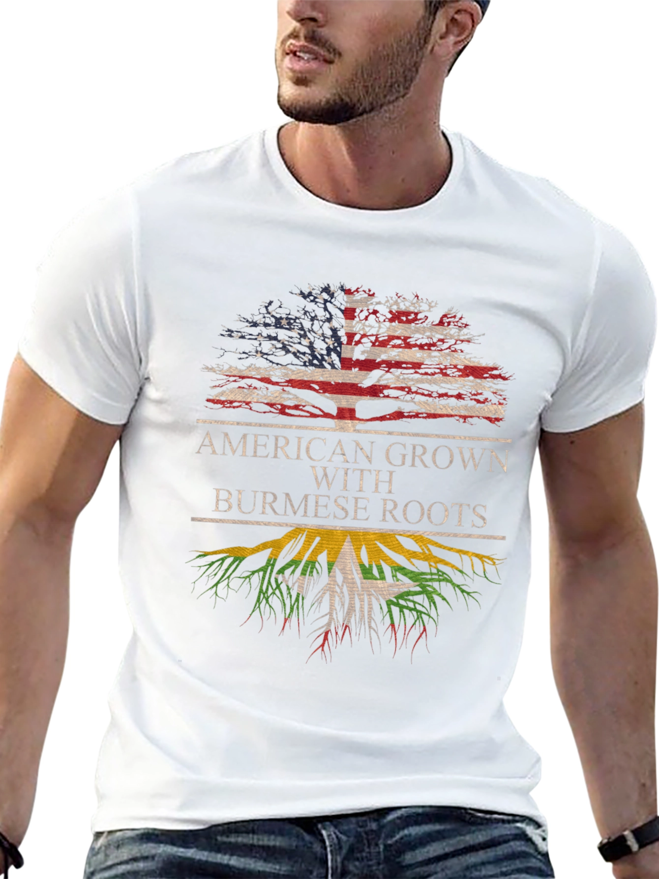 Black American Grown with Burmese Roots Graphic T-Shirt view 13