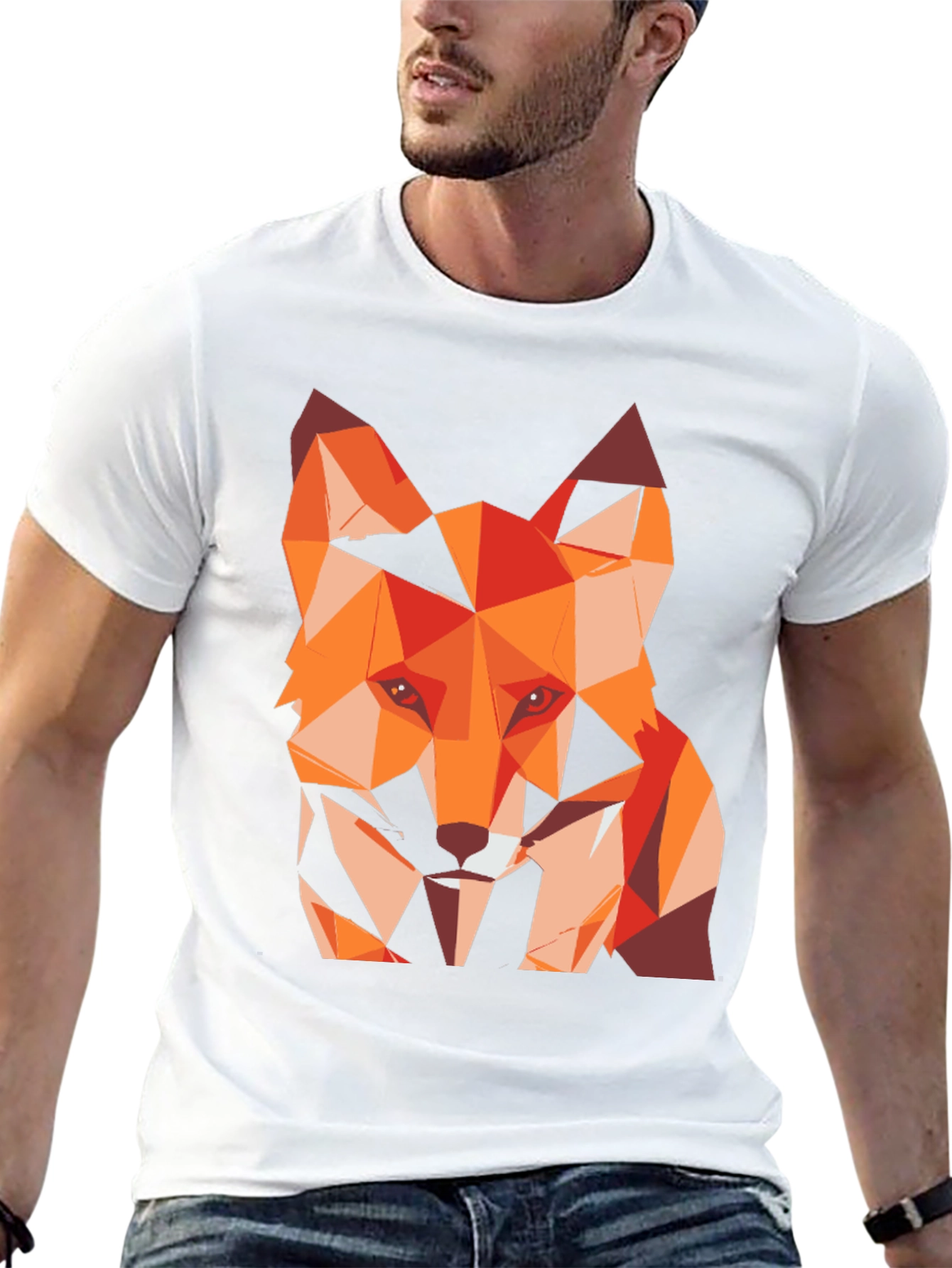Black Geometric Fox Graphic Tee - Stylish Men's T-Shirt view 13