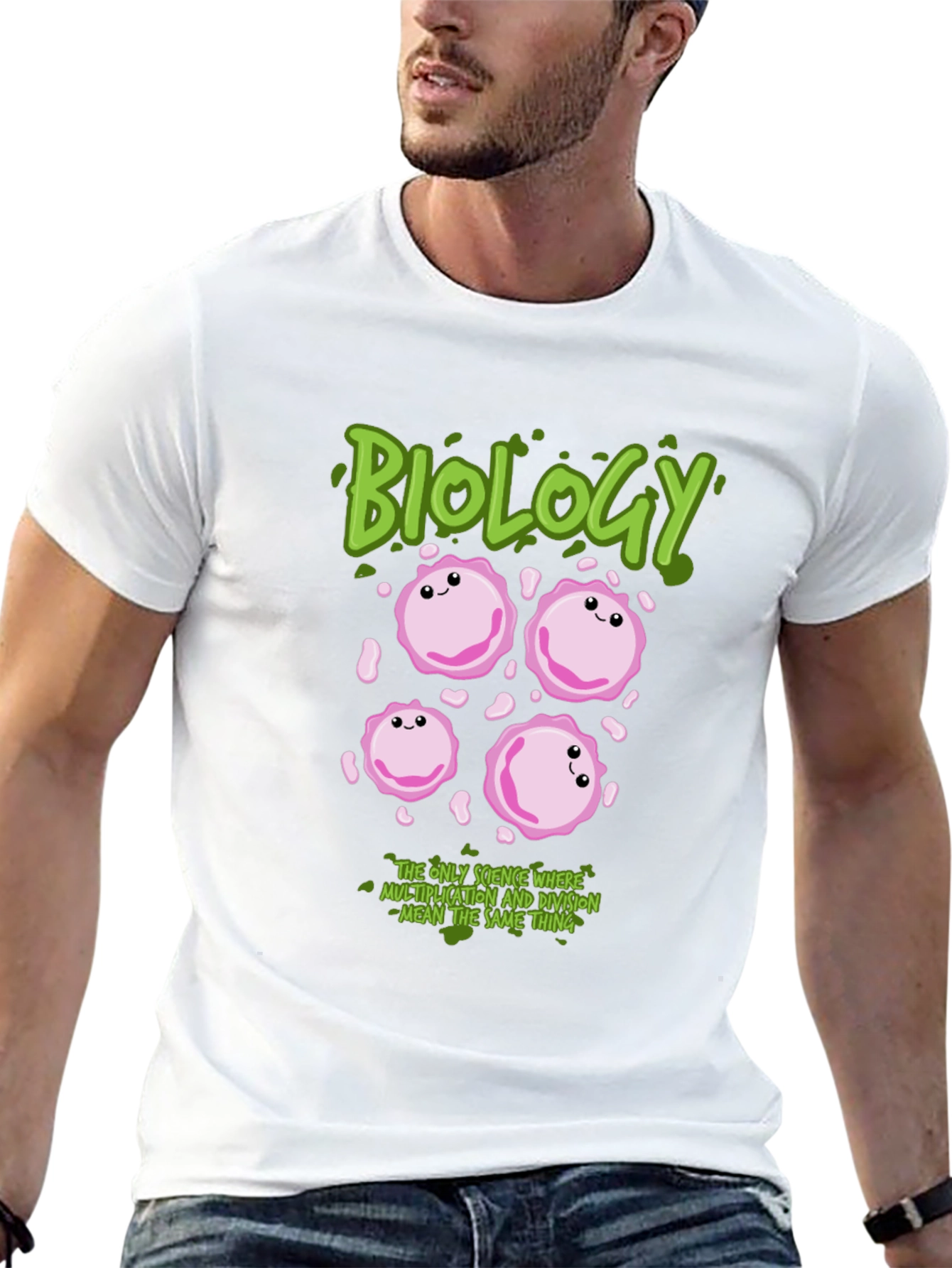 Black Biology Cell Division T-Shirt: Funny Science Tee view 13