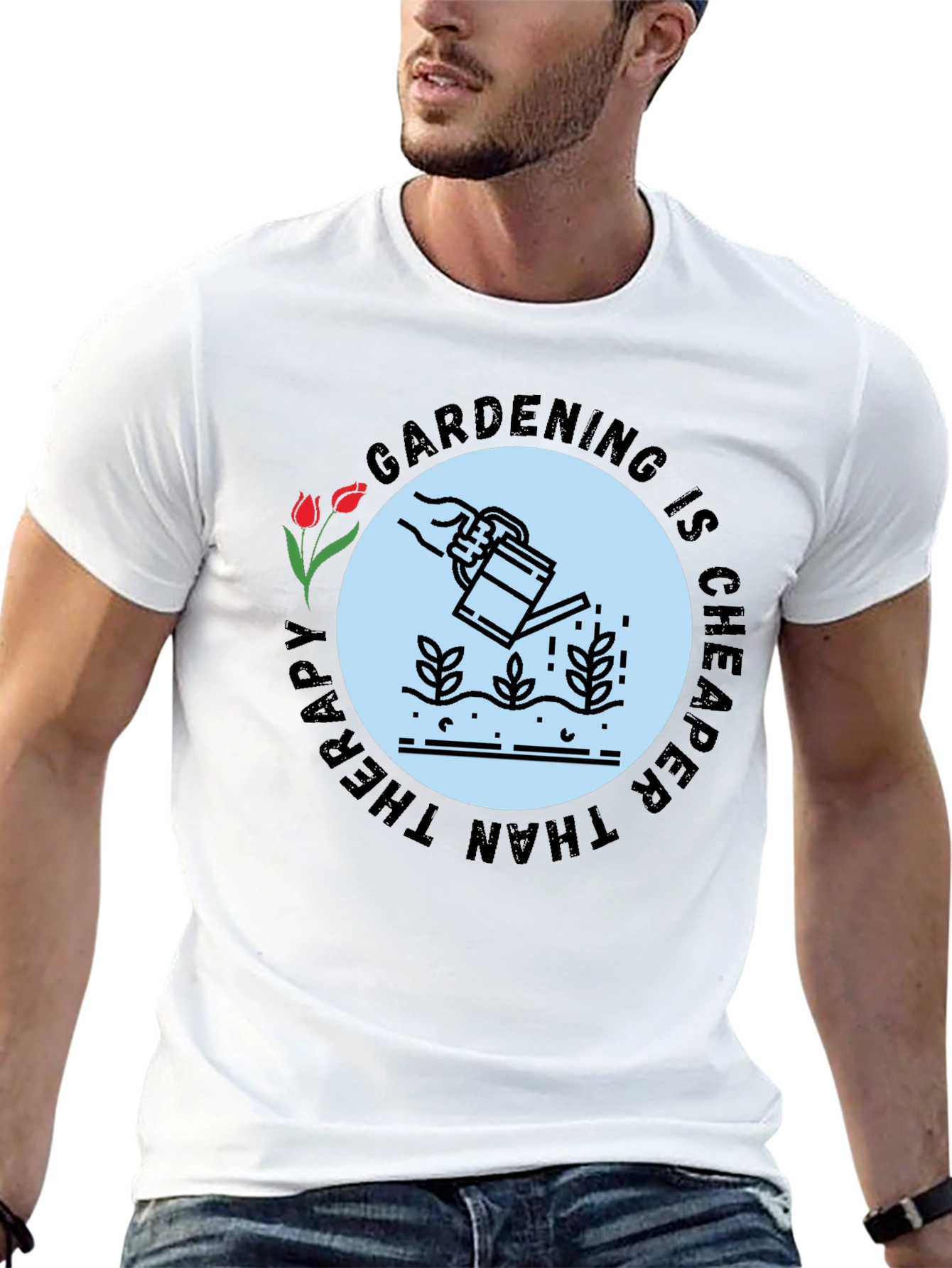 Black Gardening Therapy T-Shirt - Stylish & Comfortable view 13