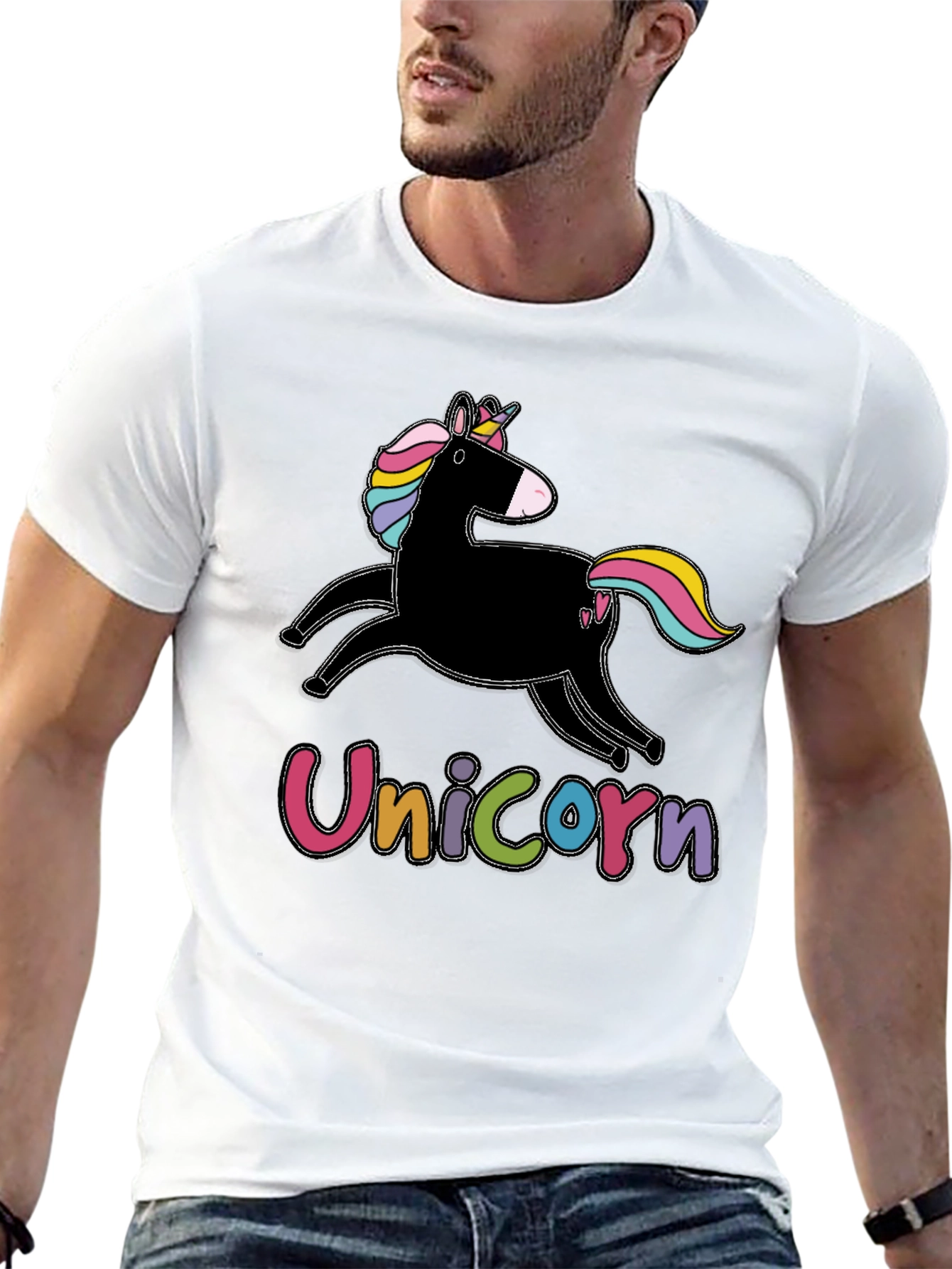 Black Unicorn Graphic T-Shirt - Men's Black Tee view 13