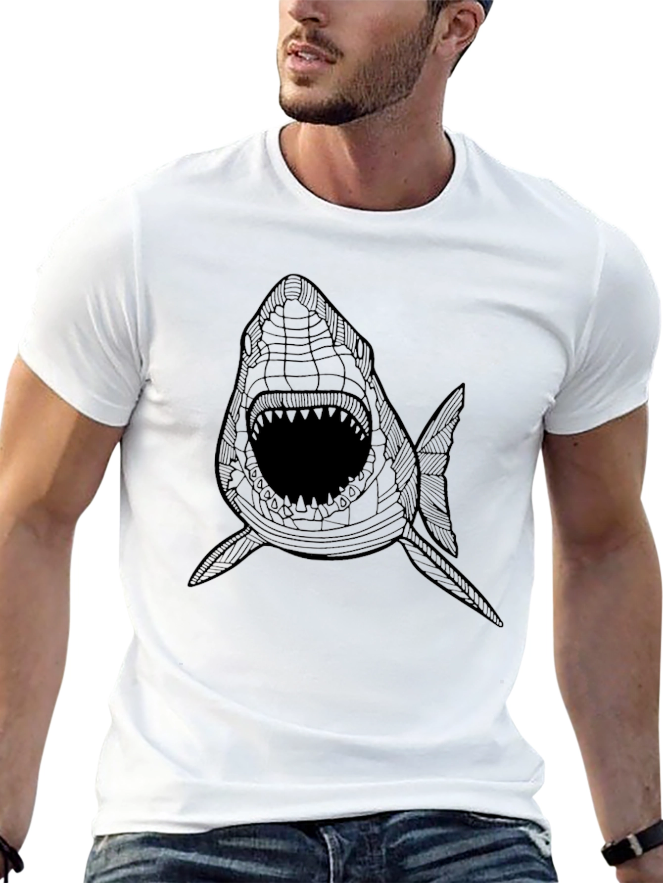 Black Shark Graphic Tee - Men's Black T-Shirt view 13