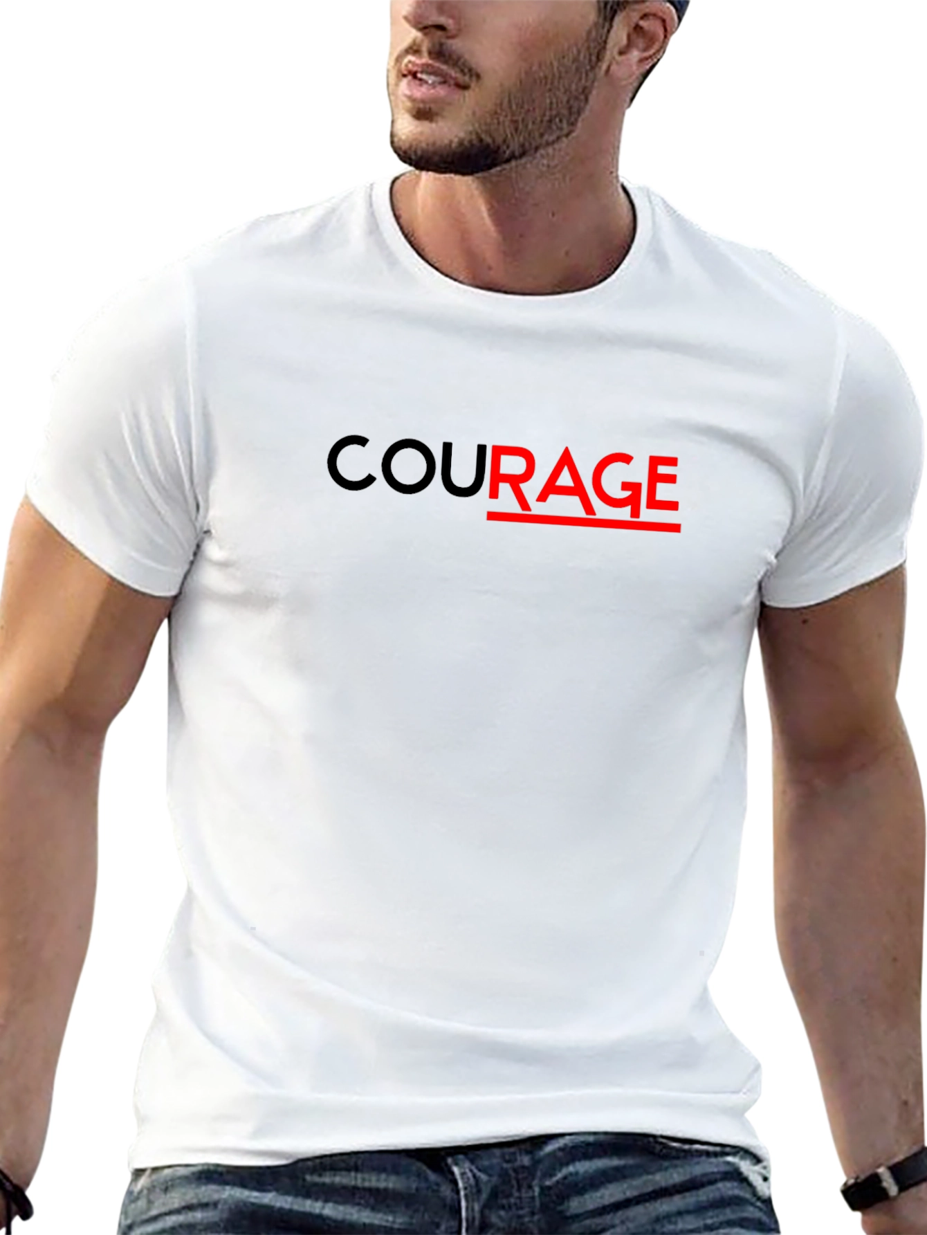 Black Courage Graphic Print T-Shirt - Stylish Black Tee view 13