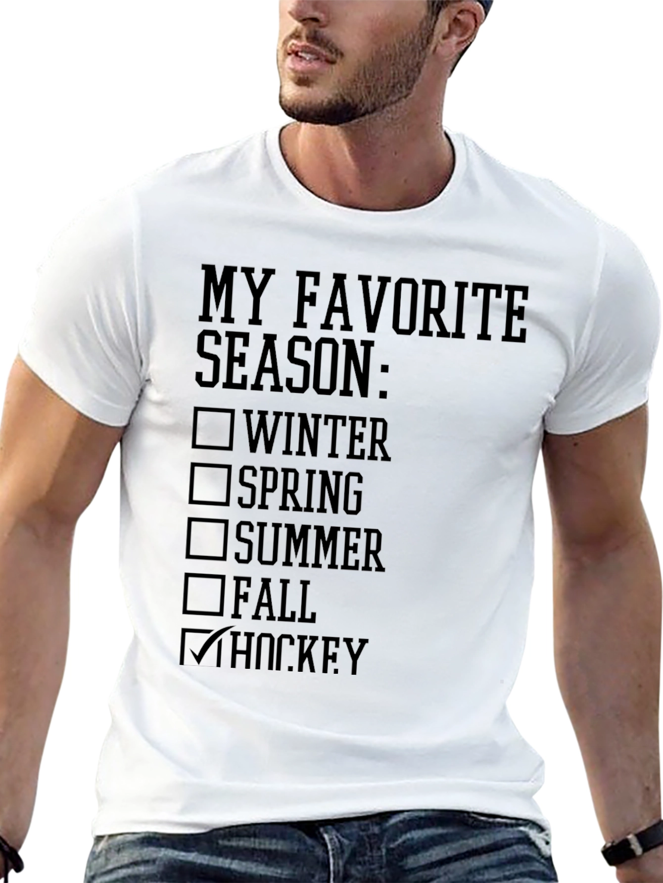 Black My Favorite Season Hockey T-Shirt view 13