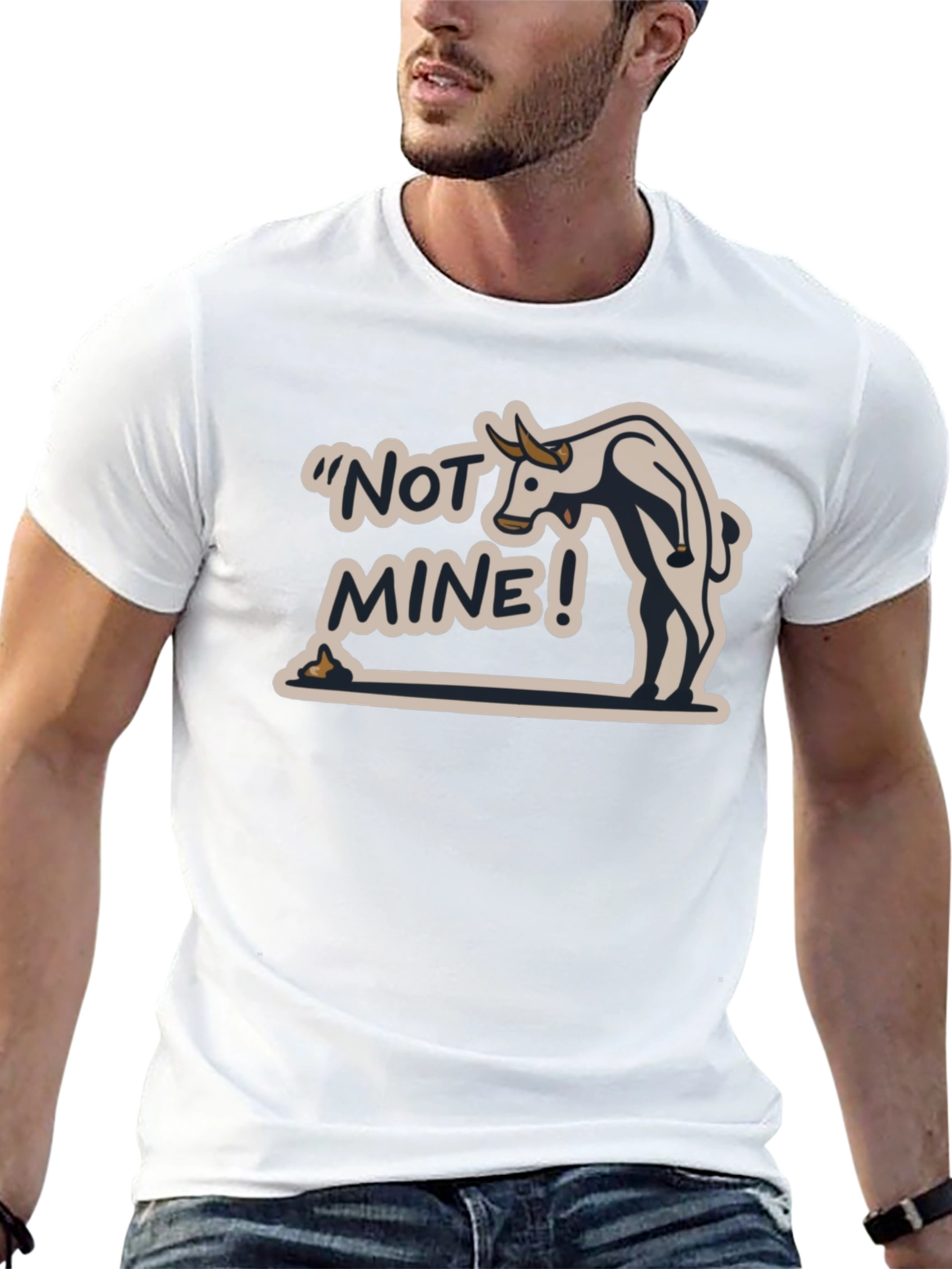 Black Not Mine! Bull Humor Black T-Shirt view 13