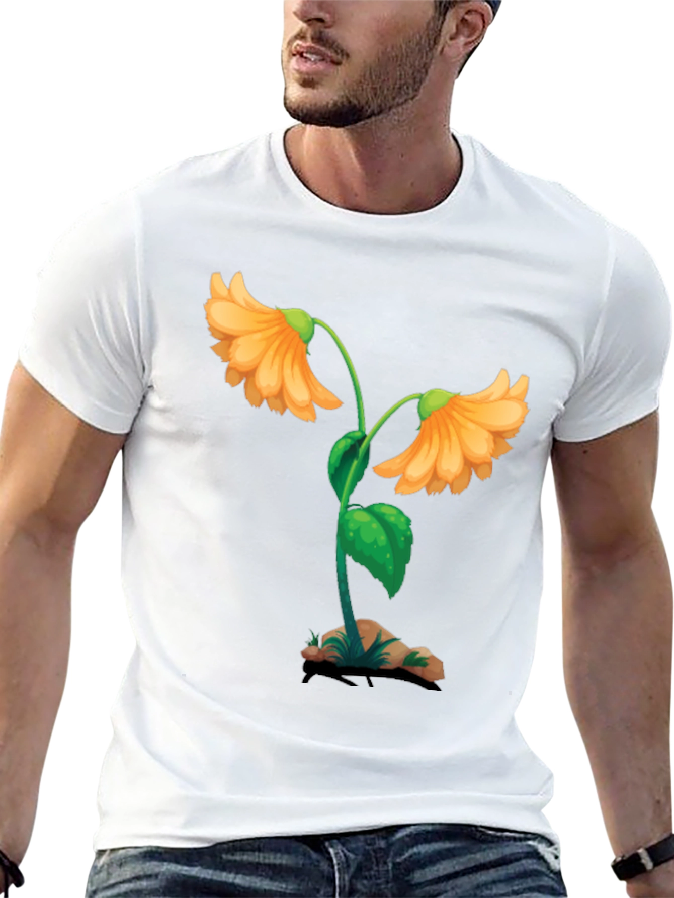 Black Floral Graphic Black T-Shirt - Unique Design view 13