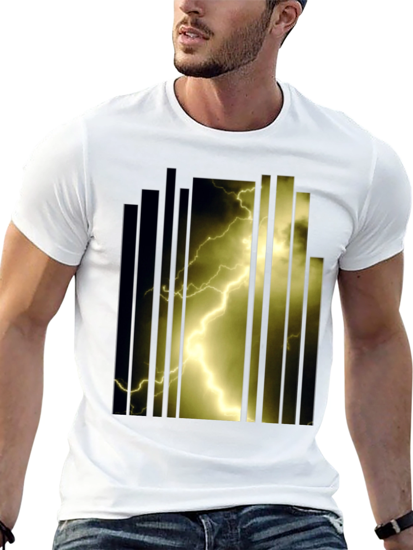 Black Lightning Bolt Graphic T-Shirt - Bold Design view 13