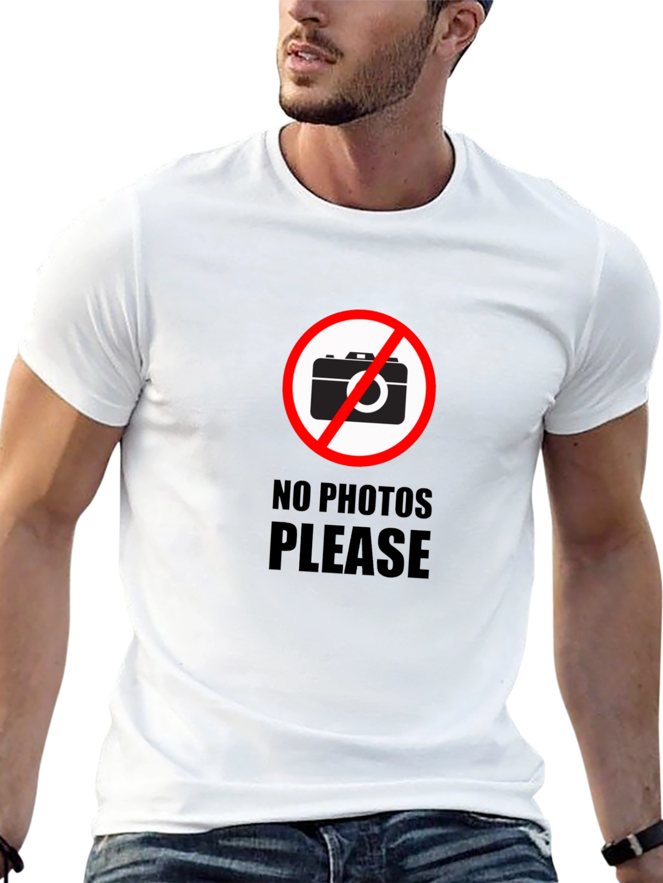 Black No Photos Please Graphic T-Shirt - Stylish Black Tee view 13