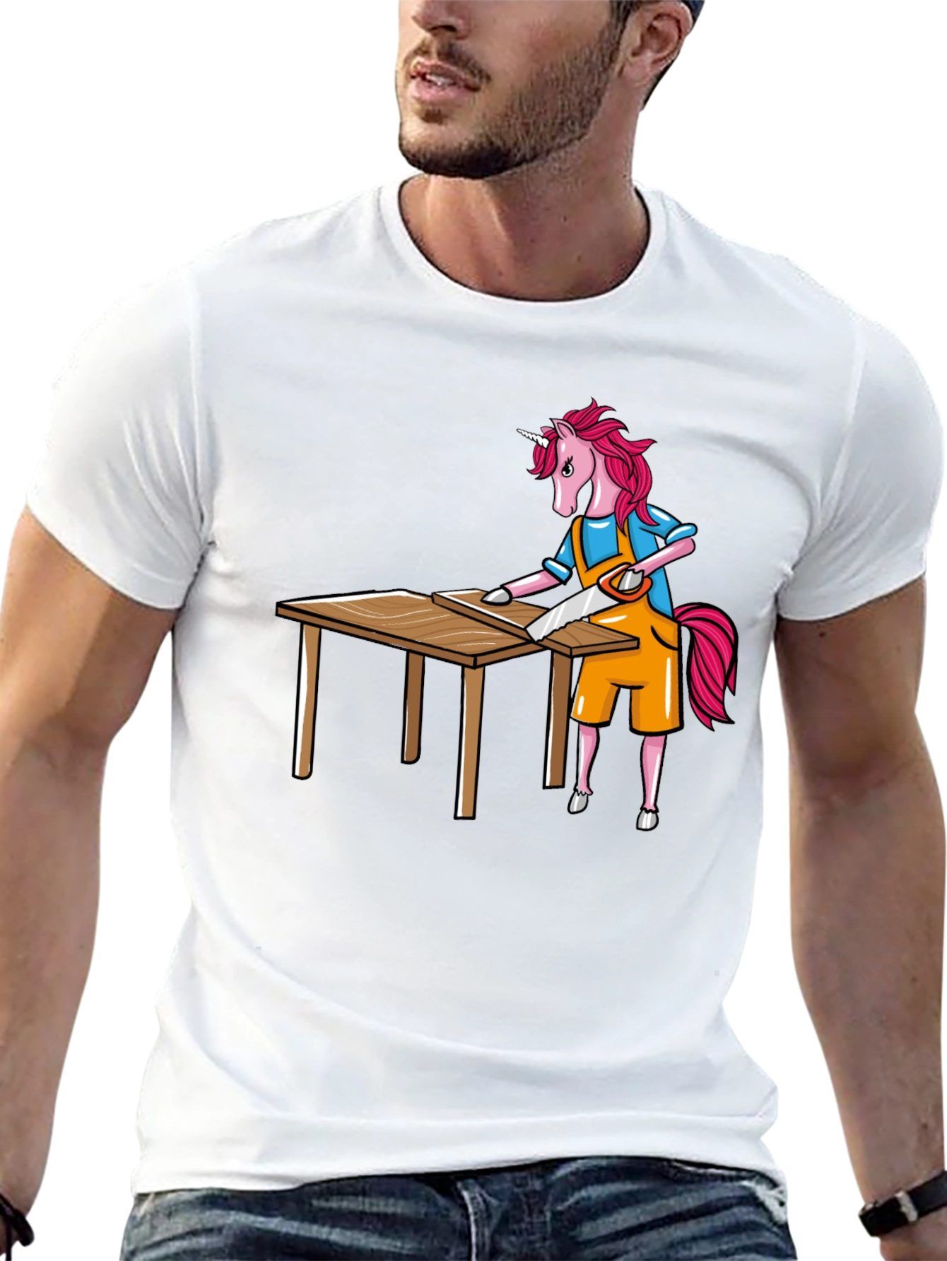 Black Unicorn Carpenter Graphic Tee - Black Cotton T-Shirt view 13