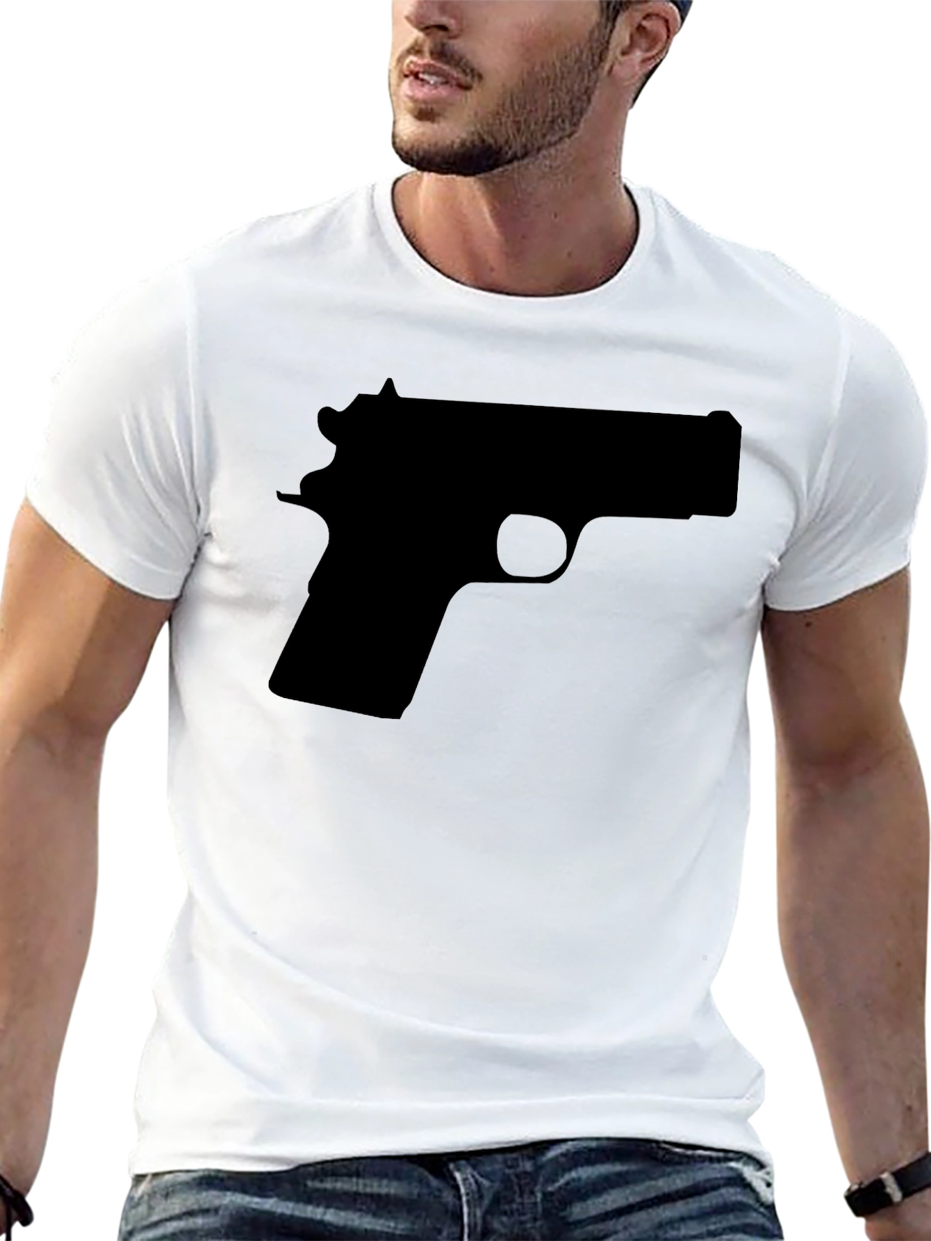 Black Gun Silhouette Graphic Tee - Black view 13