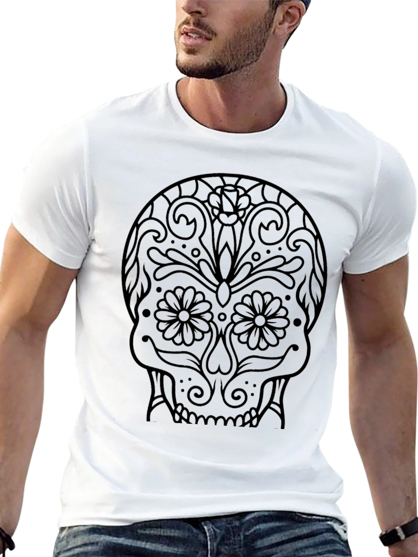 Sugar Skull Graphic Tee - Men's Black T-Shirt - 13