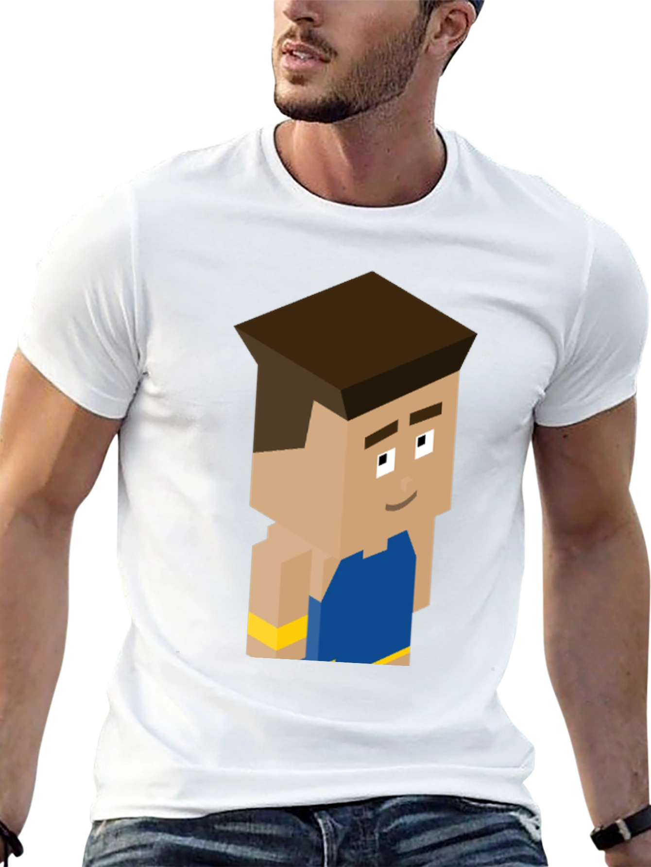 Black Pixel Art Character Tee - Black Cotton Blend view 13