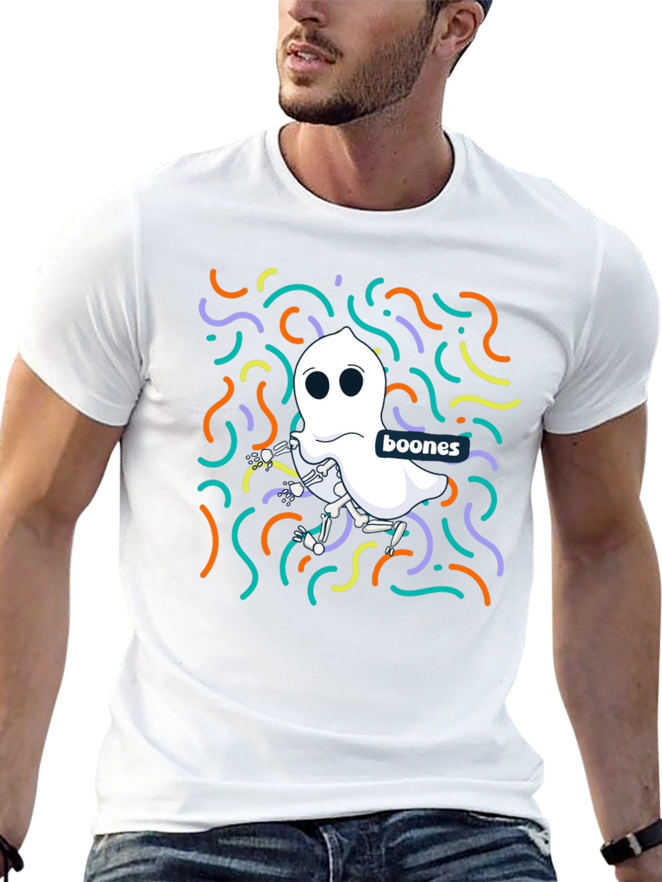 Black Boones Ghost Skeleton T-Shirt - Halloween Style view 13