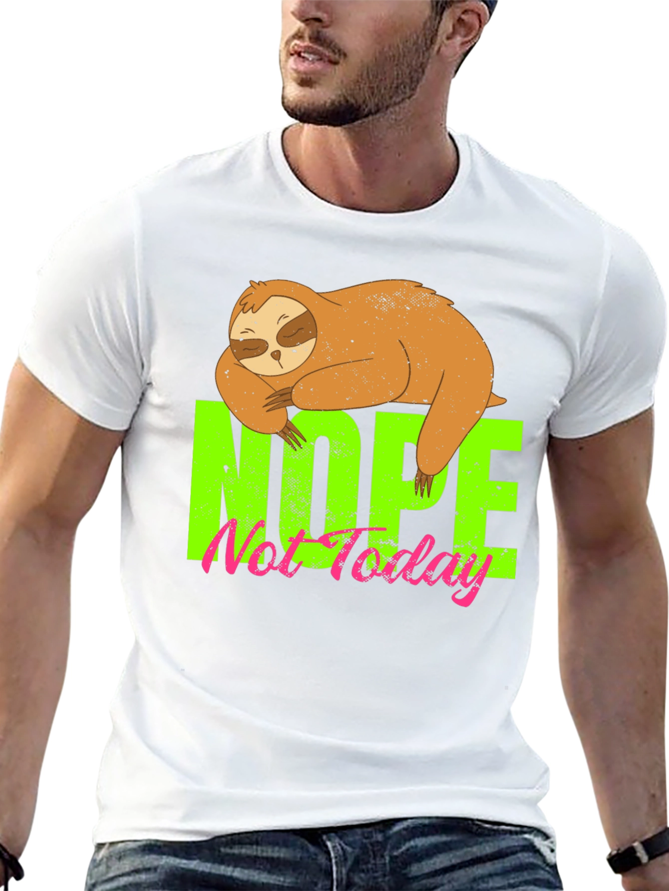 Black Nope Not Today Sloth Graphic Tee - Black view 13