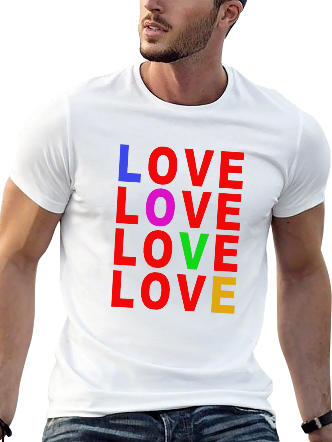 Black Colorful LOVE Graphic Tee - Unisex Black T-Shirt view 13