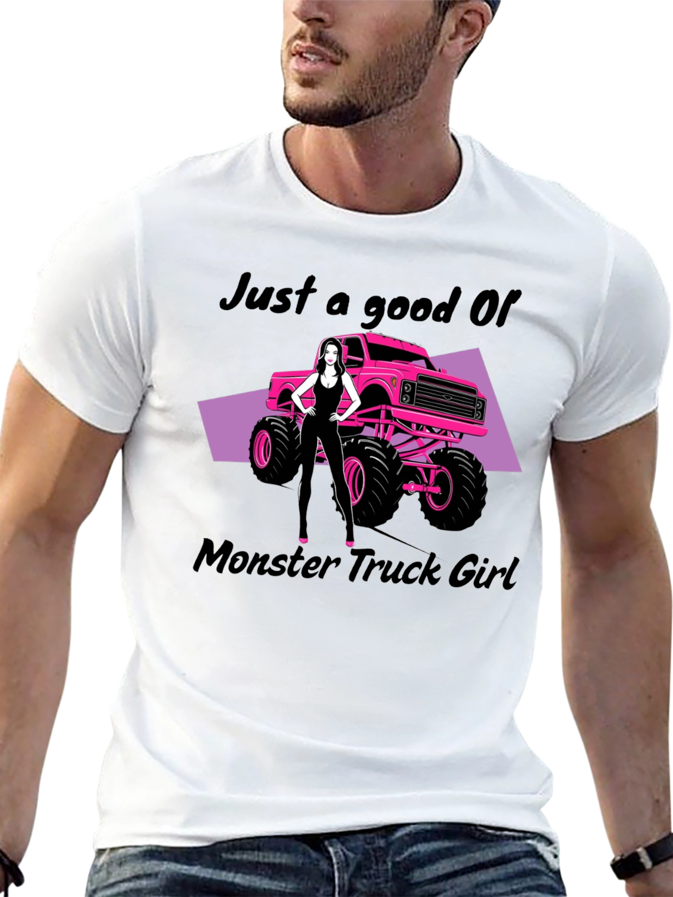Black Monster Truck Girl Graphic T-Shirt view 13