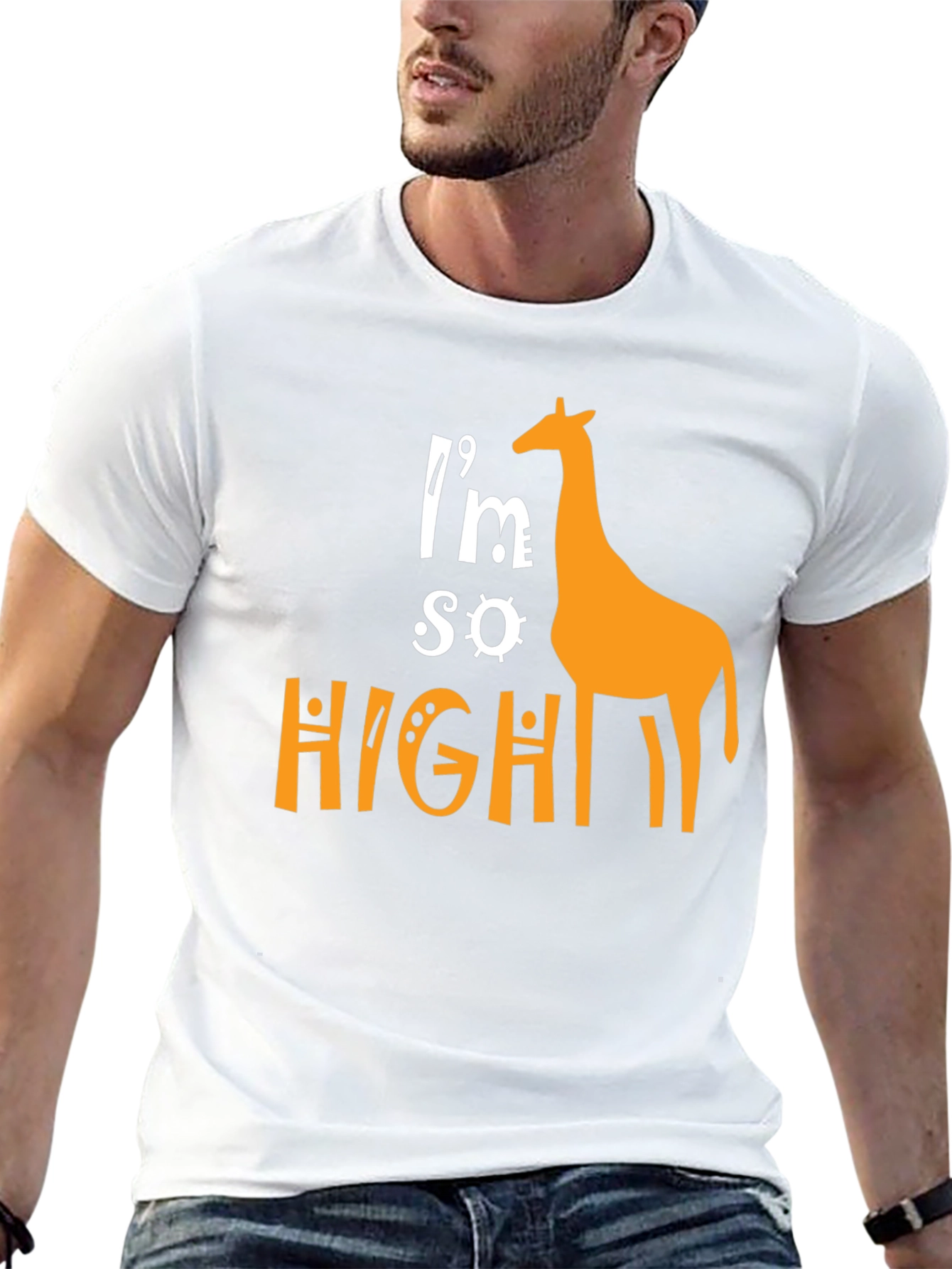 Black I'm So High Giraffe Graphic T-Shirt - Novelty Tee view 13