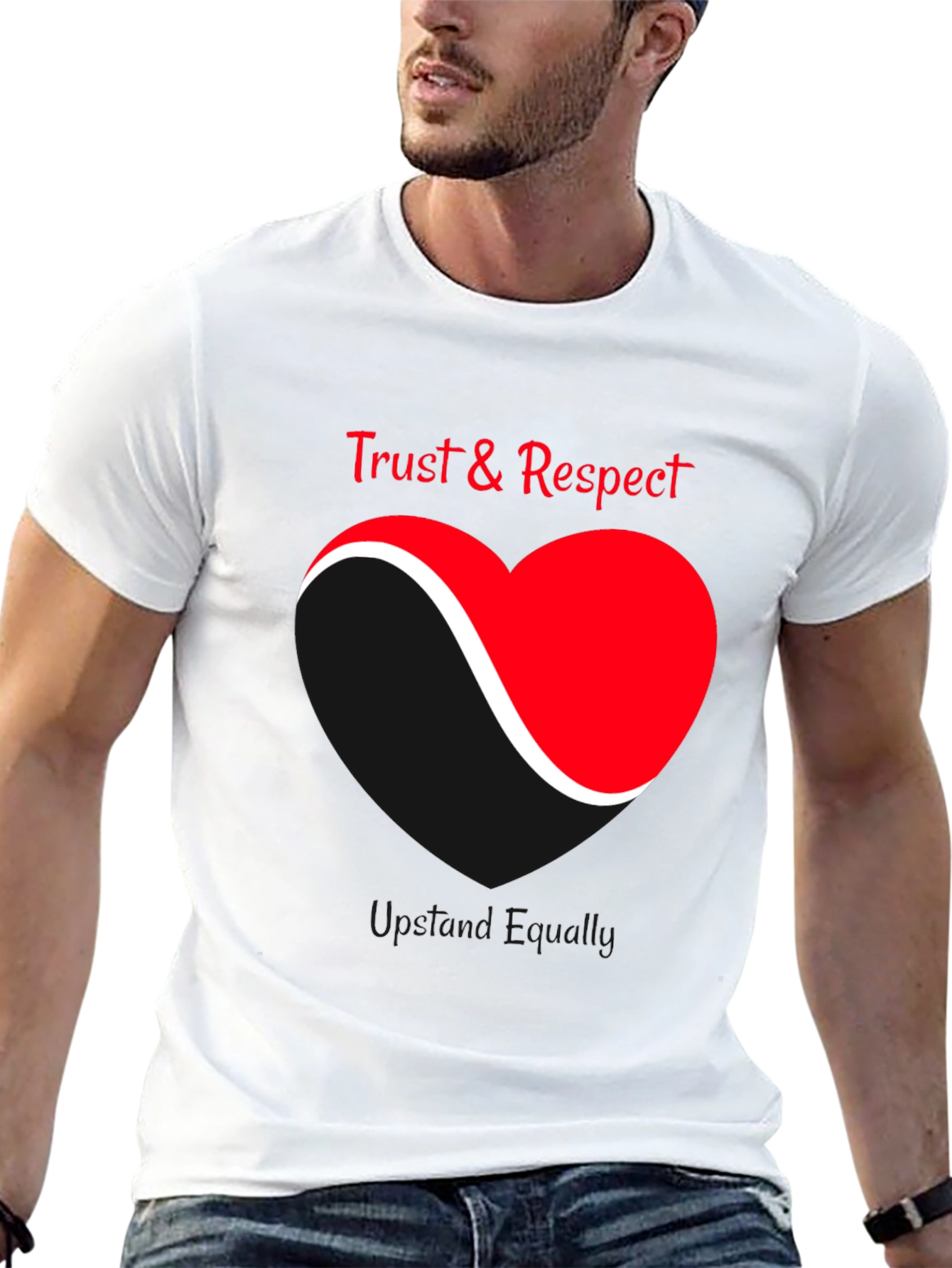 Black Trust & Respect Heart Graphic T-Shirt view 13