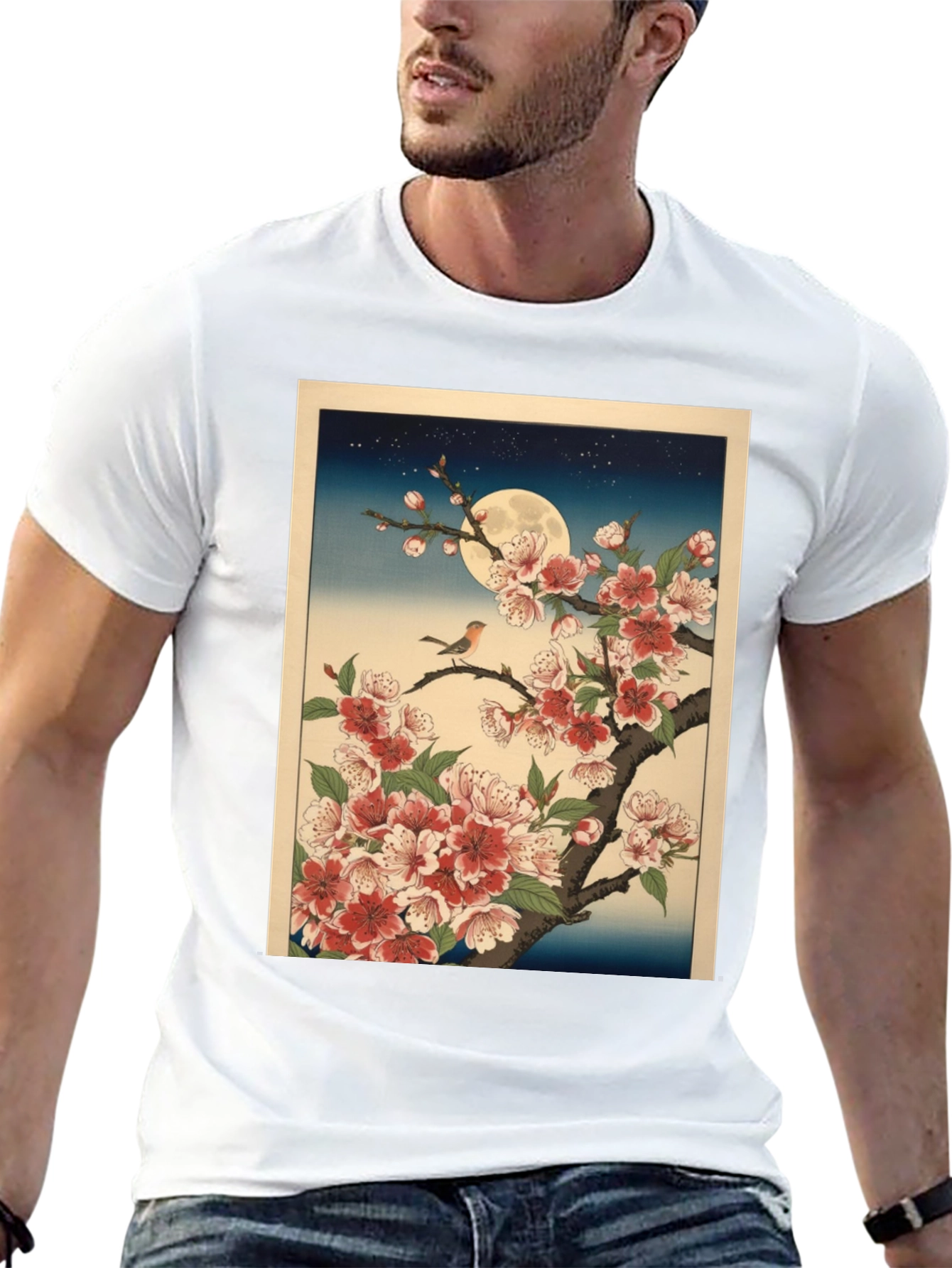 Black Cherry Blossom Moon T-Shirt view 13