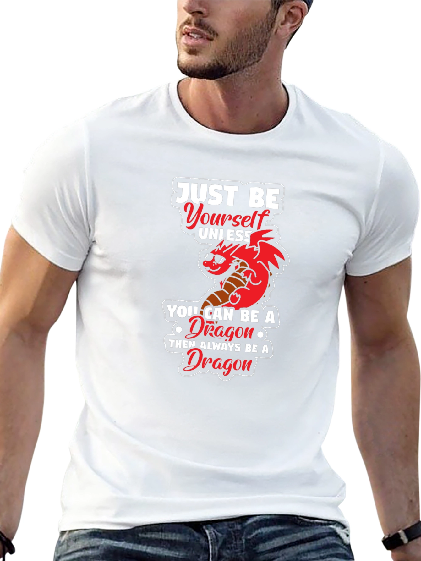 Black Just Be Yourself Dragon Graphic Tee view 13