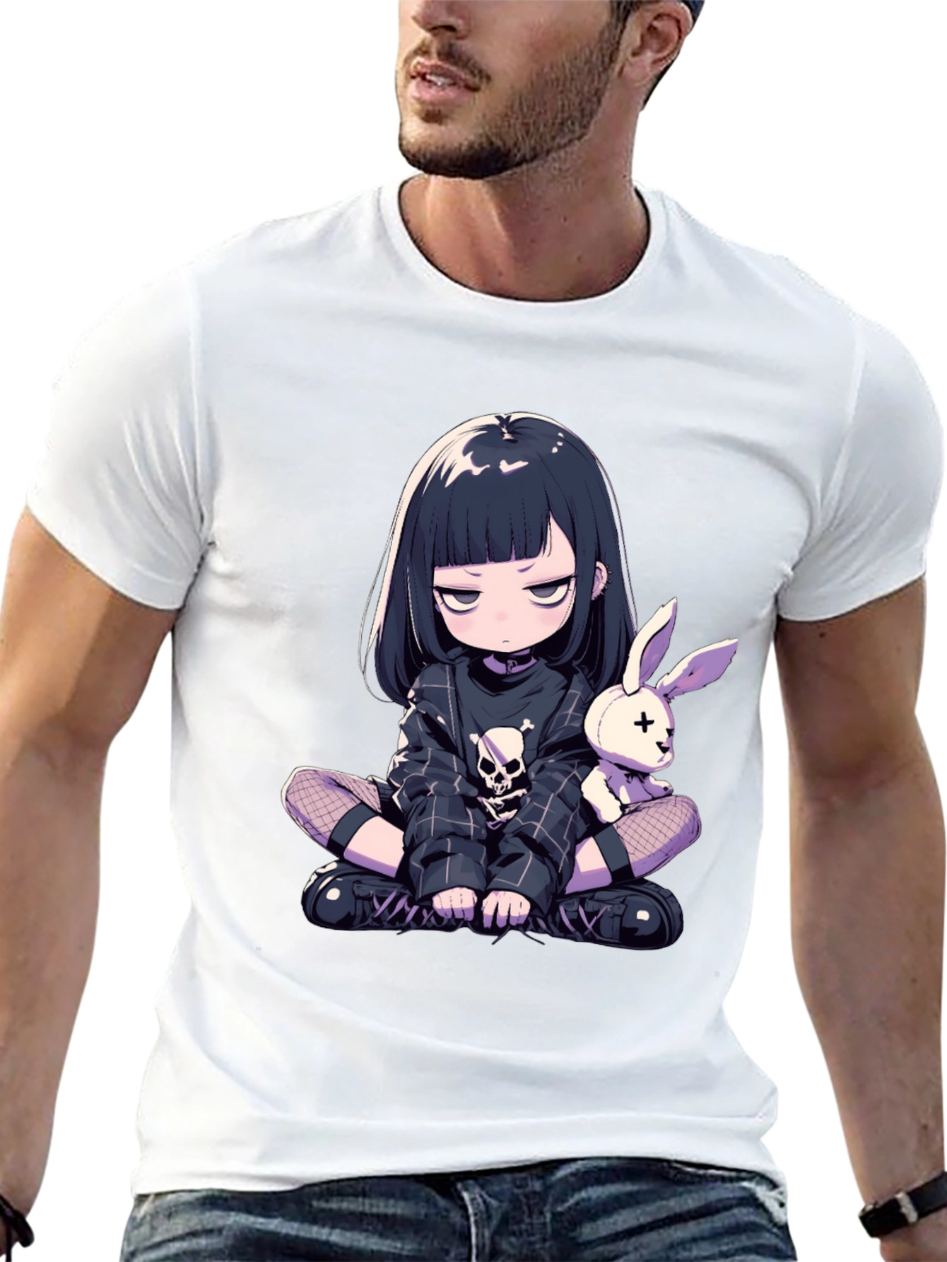 Black Anime Goth Girl T-Shirt view 13